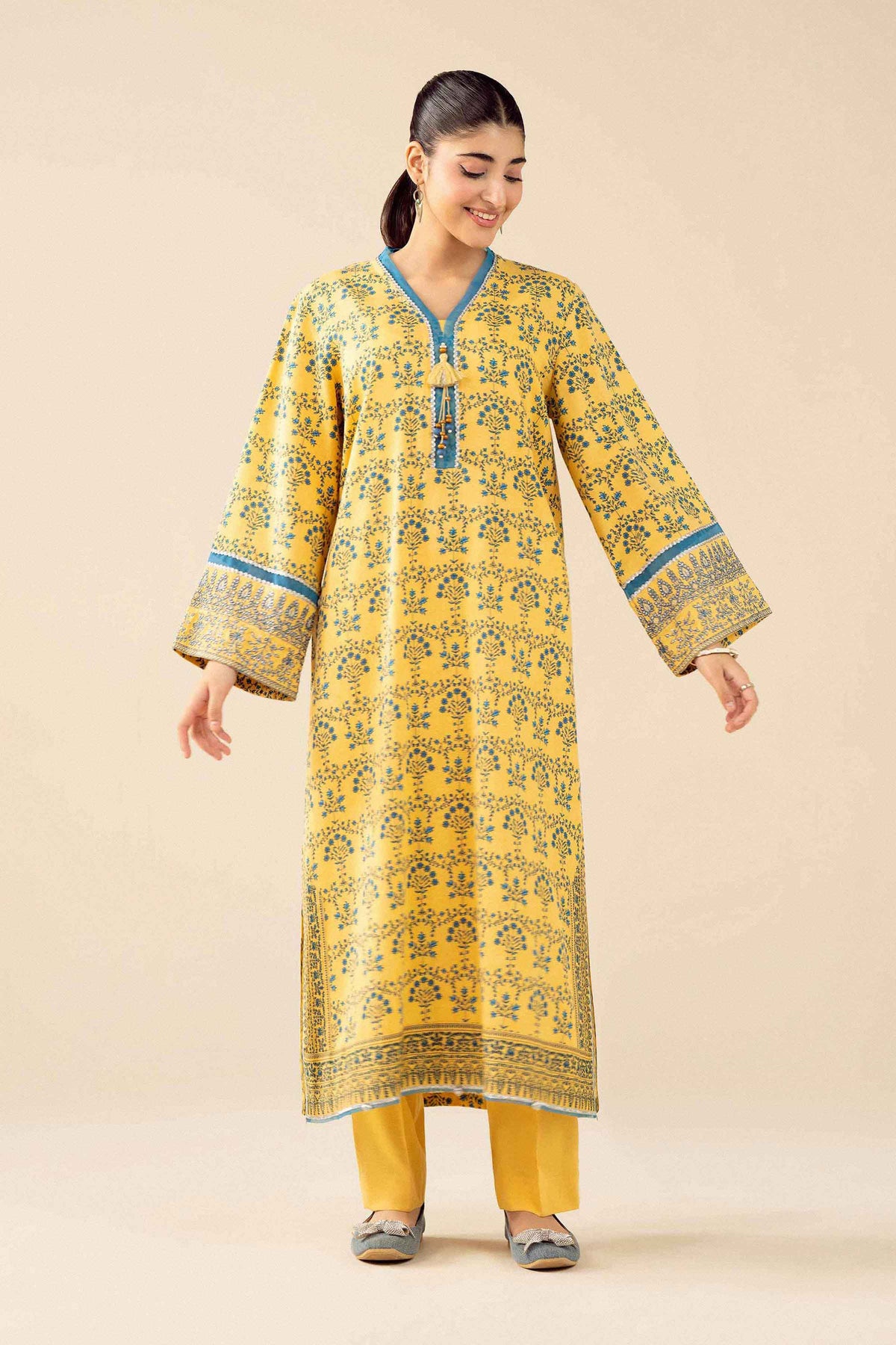 Nishat UK - Yellow Embroidered Karandi 3 Pieces ready to wear