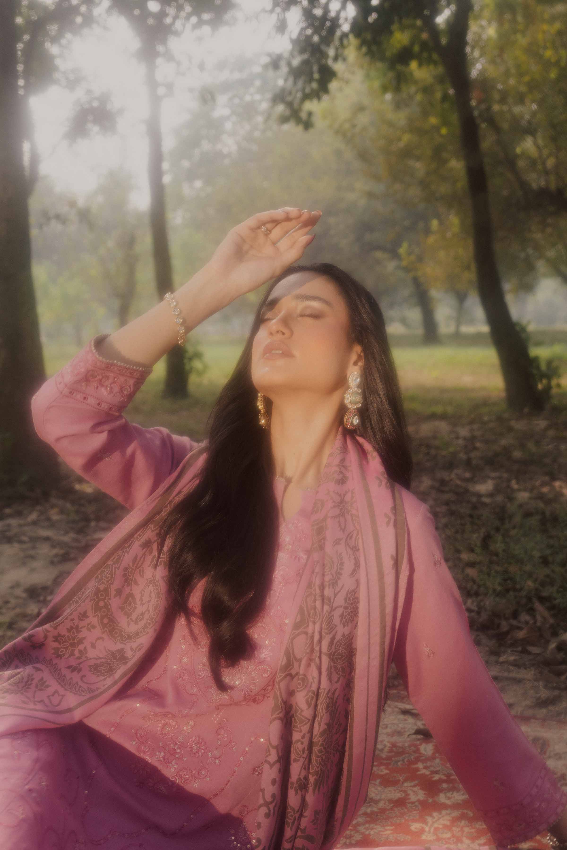 NishatUK - Pink Embroidered Karandi 3-piece ready to wear Suit