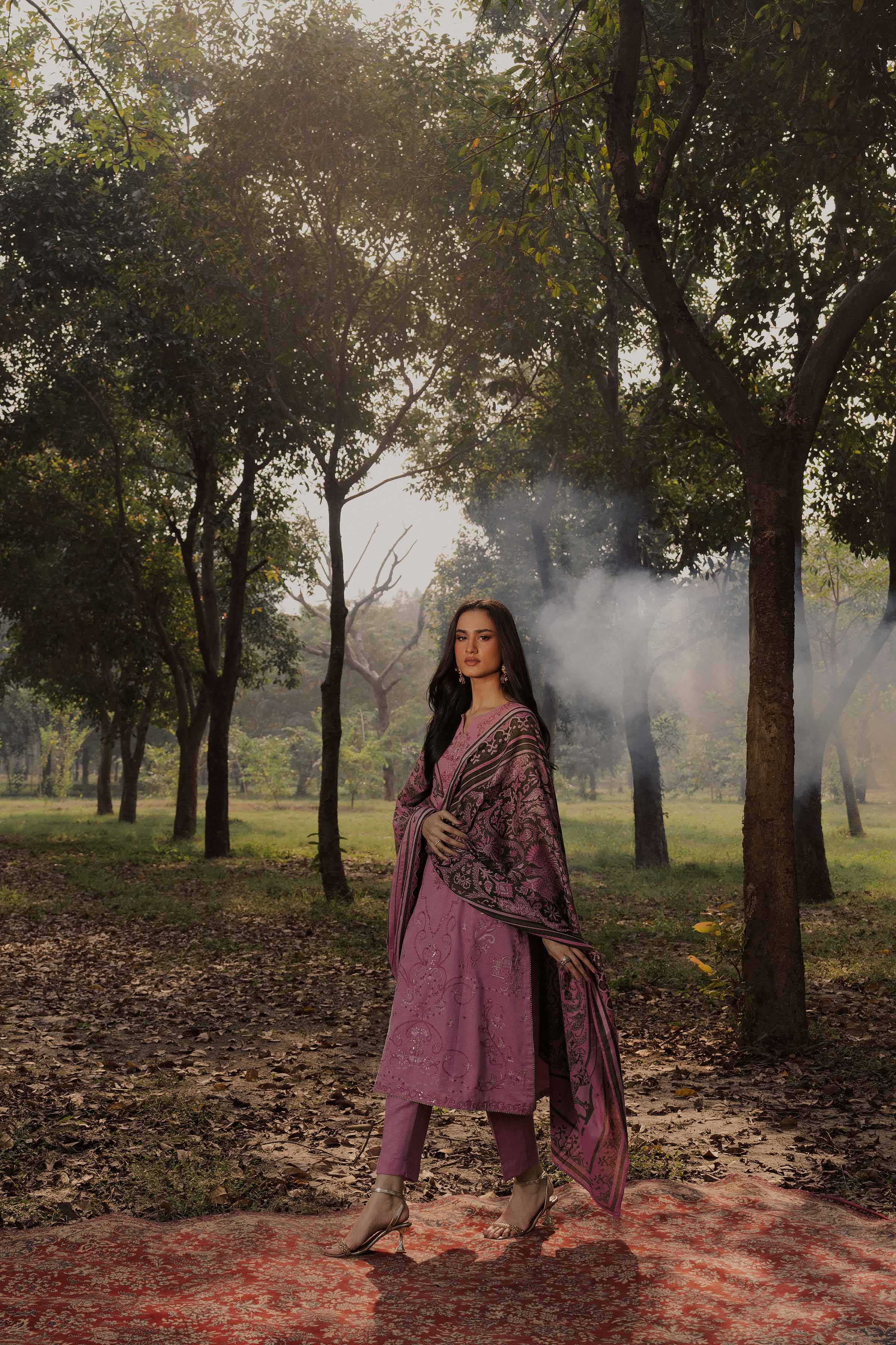 NishatUK - Pink Embroidered Karandi 3-piece ready to wear Suit