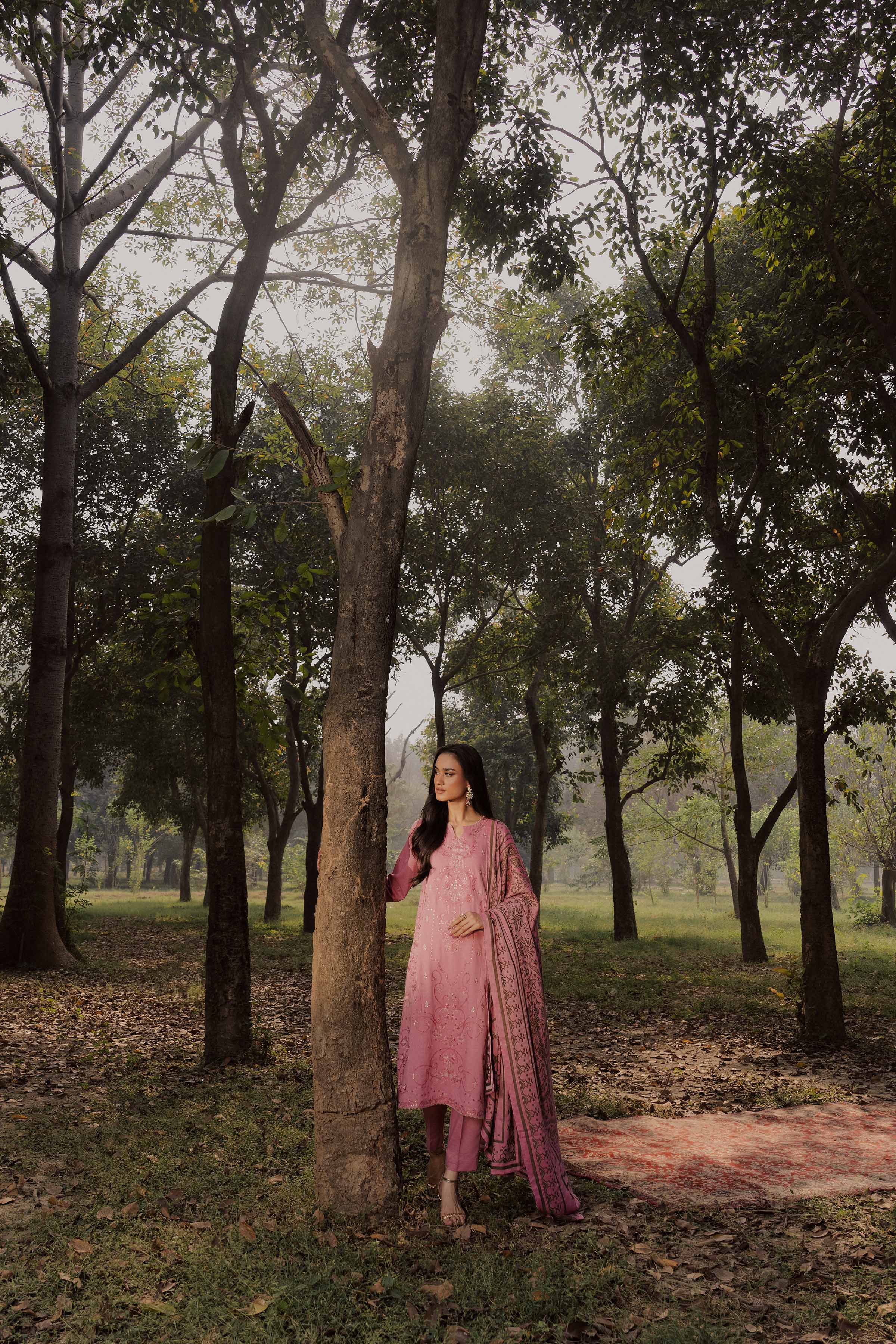 NishatUK - Pink Embroidered Karandi 3-piece ready to wear Suit