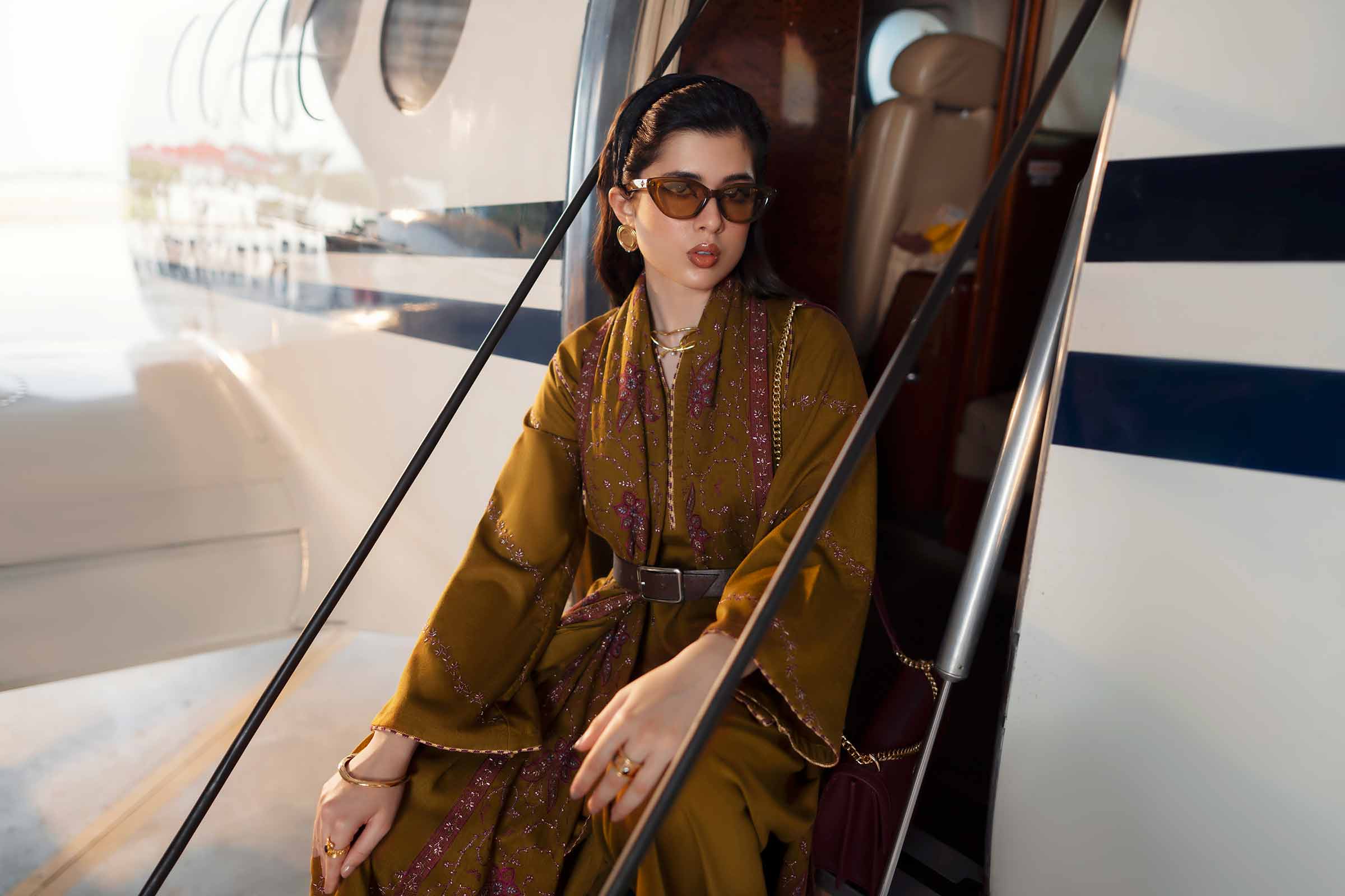 NishatUK - Olive Embroidered Karandi 3-piece ready to wear Suit