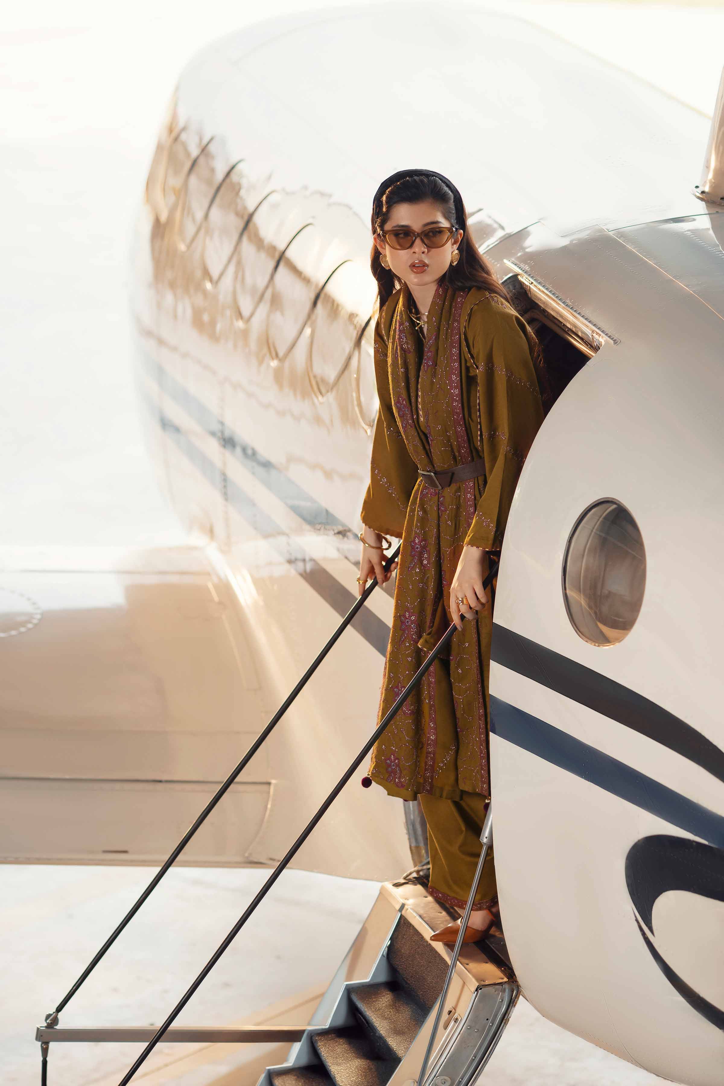 NishatUK - Olive Embroidered Karandi 3-piece ready to wear Suit