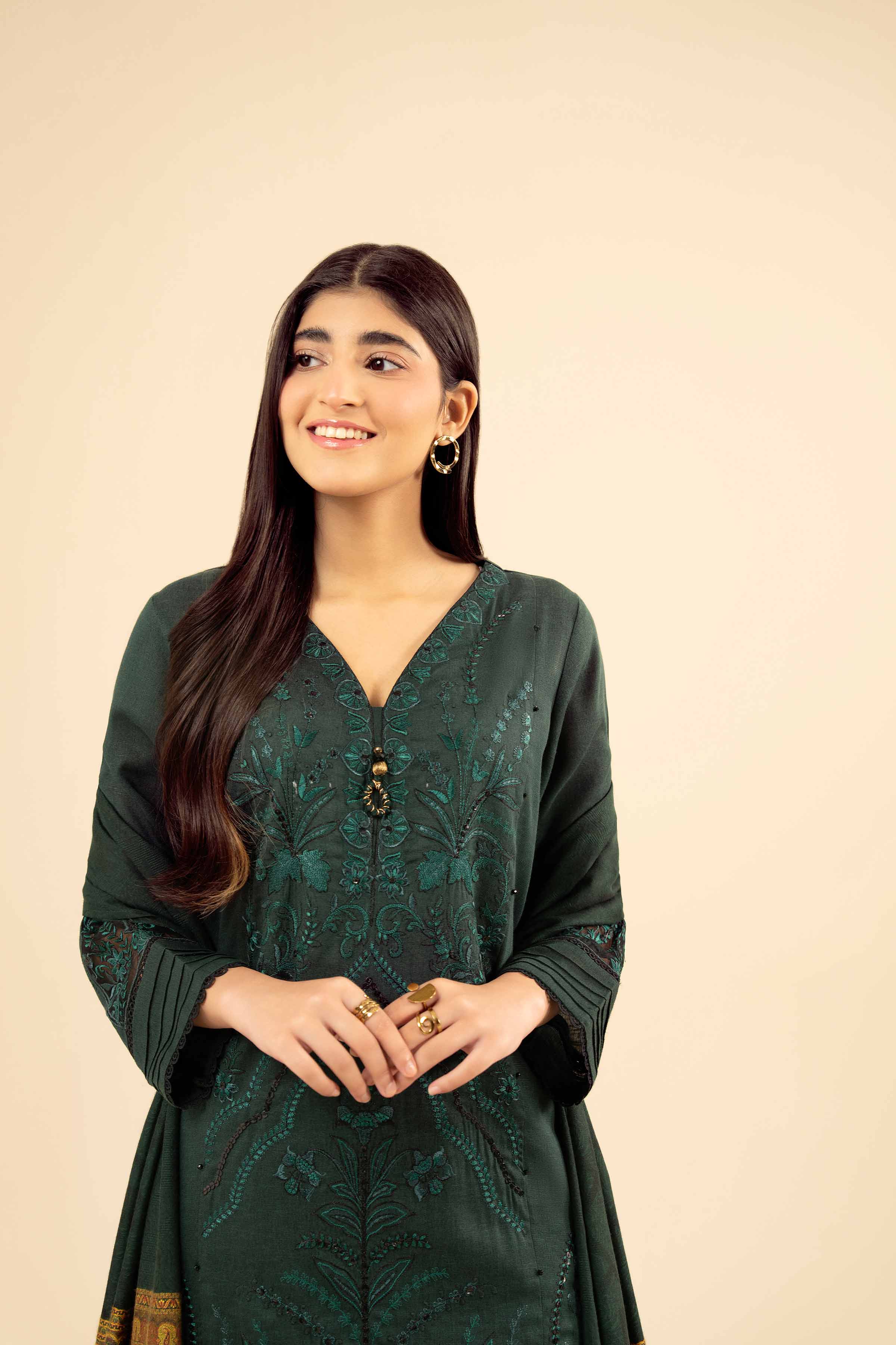 NishatUK - Green Embroidered Karandi 3-piece ready to wear Suit