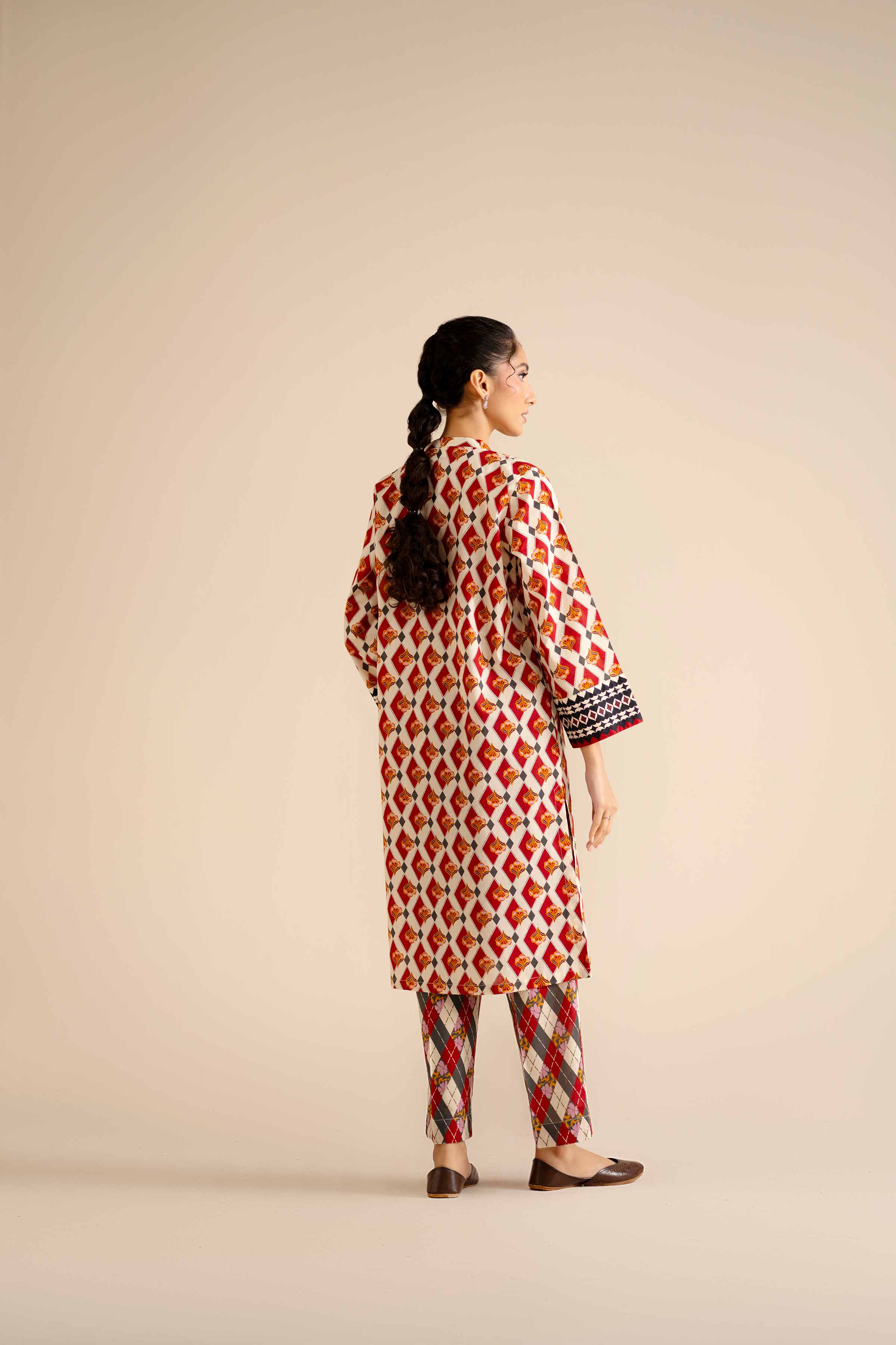 NishatUK - Red Printed Cambric 2-piece ready to wear Dress