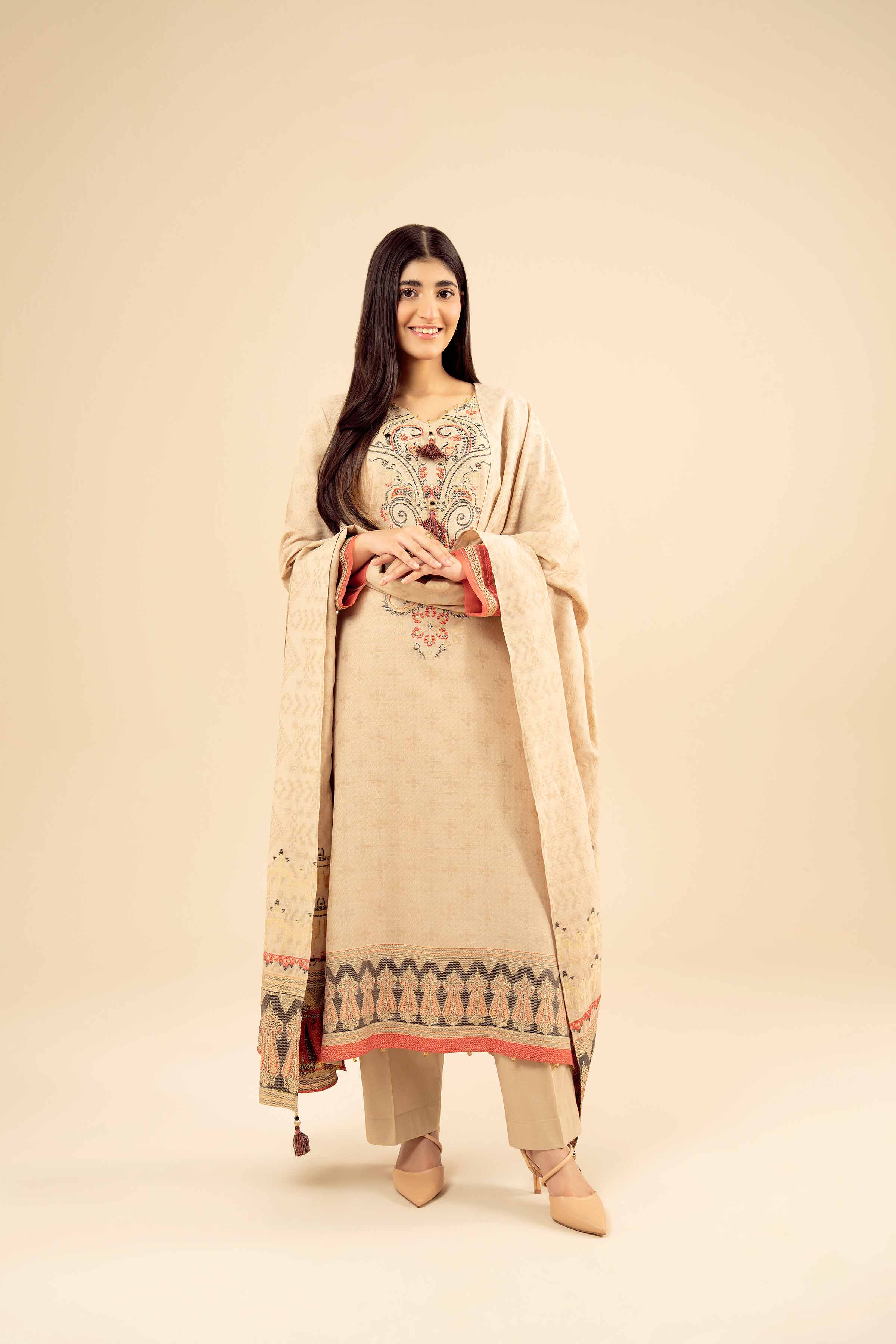 NishatUK - Yellow Printed Jacquard 3-piece ready to wear Suit