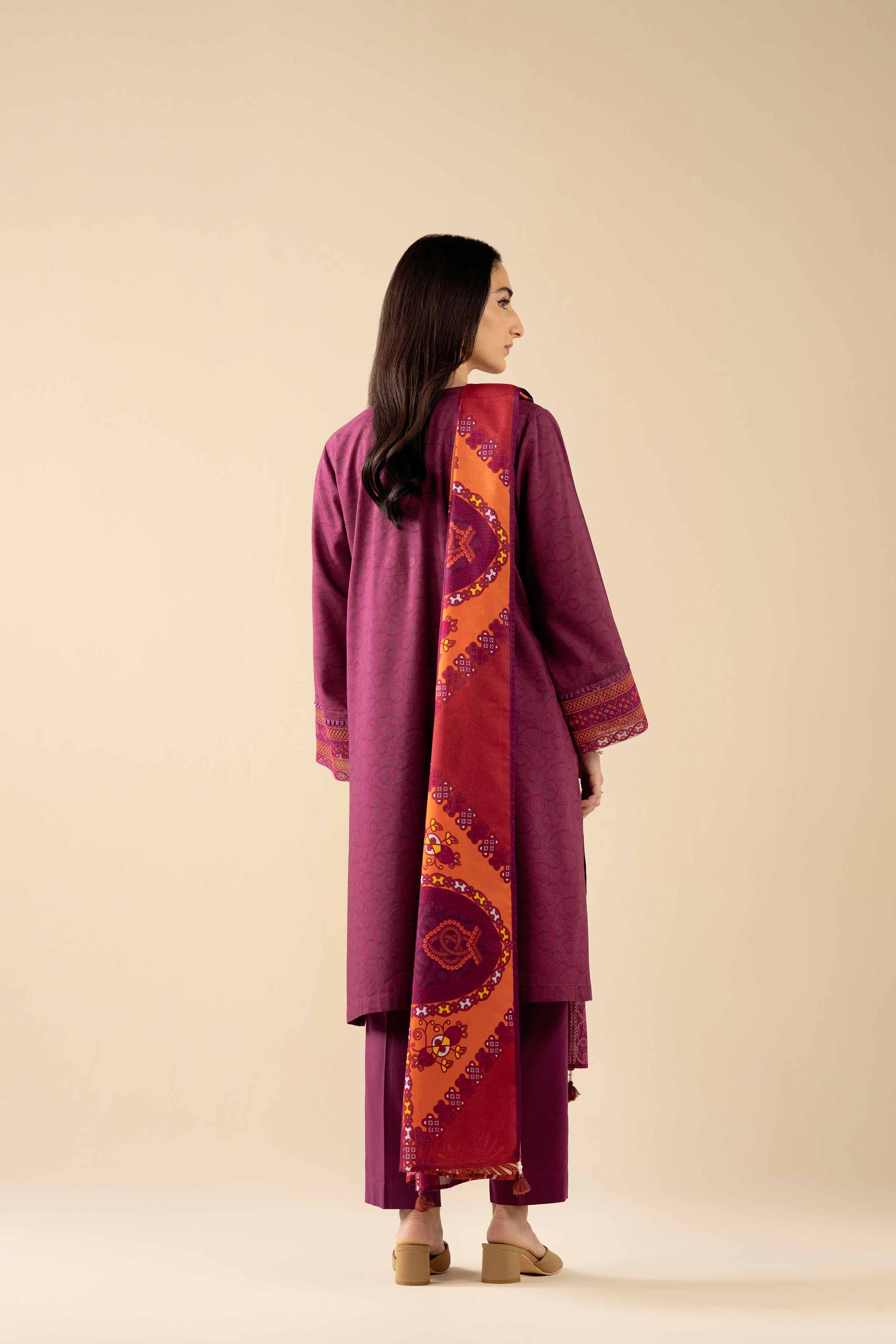 NishatUK - Purple Embroidered Tropical 3-piece ready to wear Suit