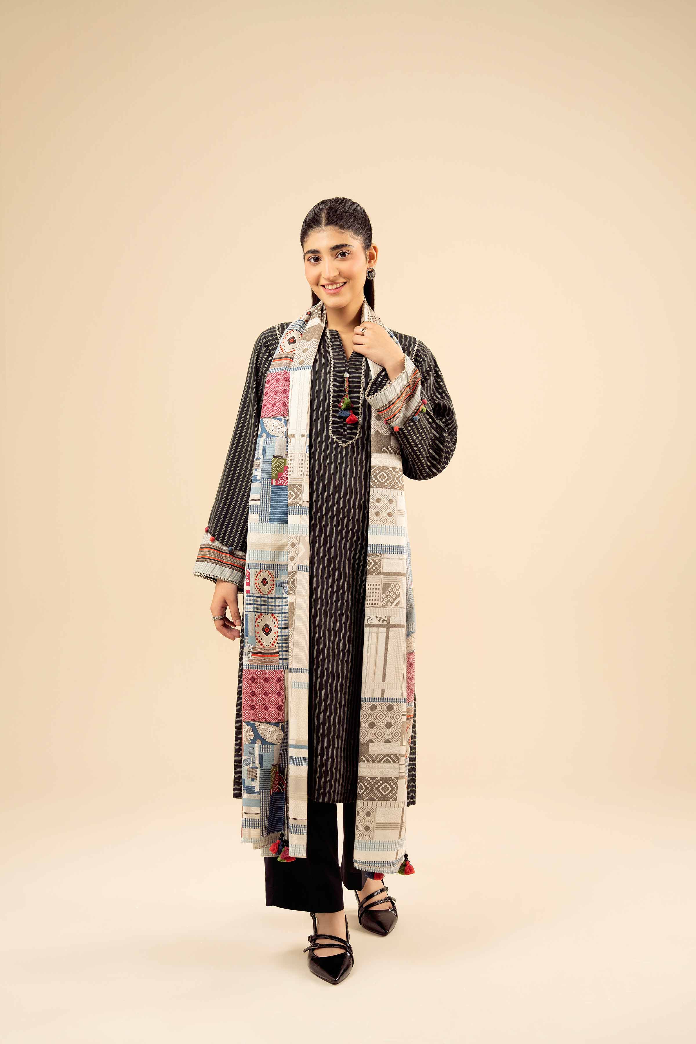 NishatUK - Off White Printed Tropical 3-piece ready to wear Suit