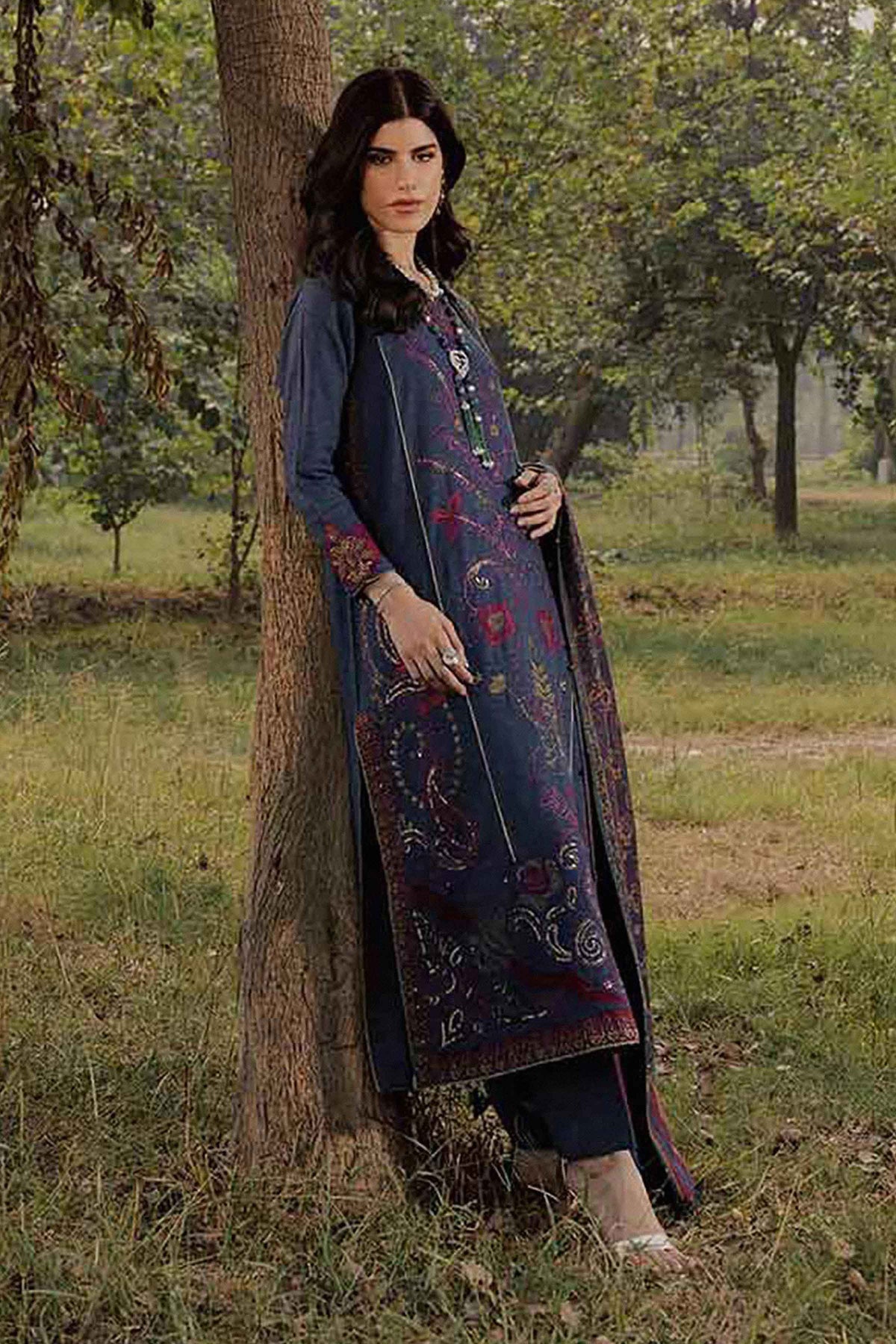 Nishat UK - Purple Embroidered Linen 3 Pieces ready to wear Suit