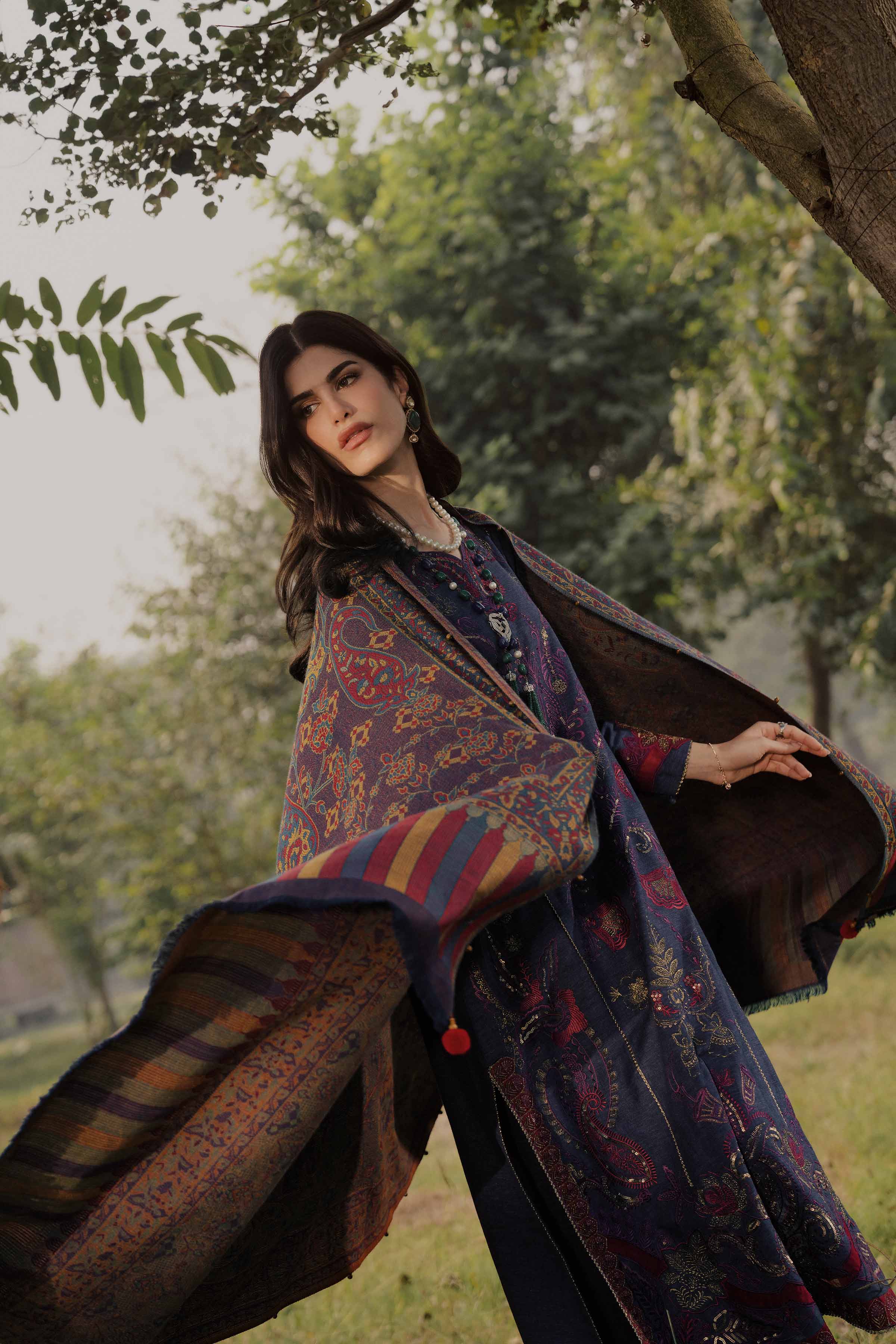 NishatUK - Blue Embroidered Linen 3-piece ready to wear Suit