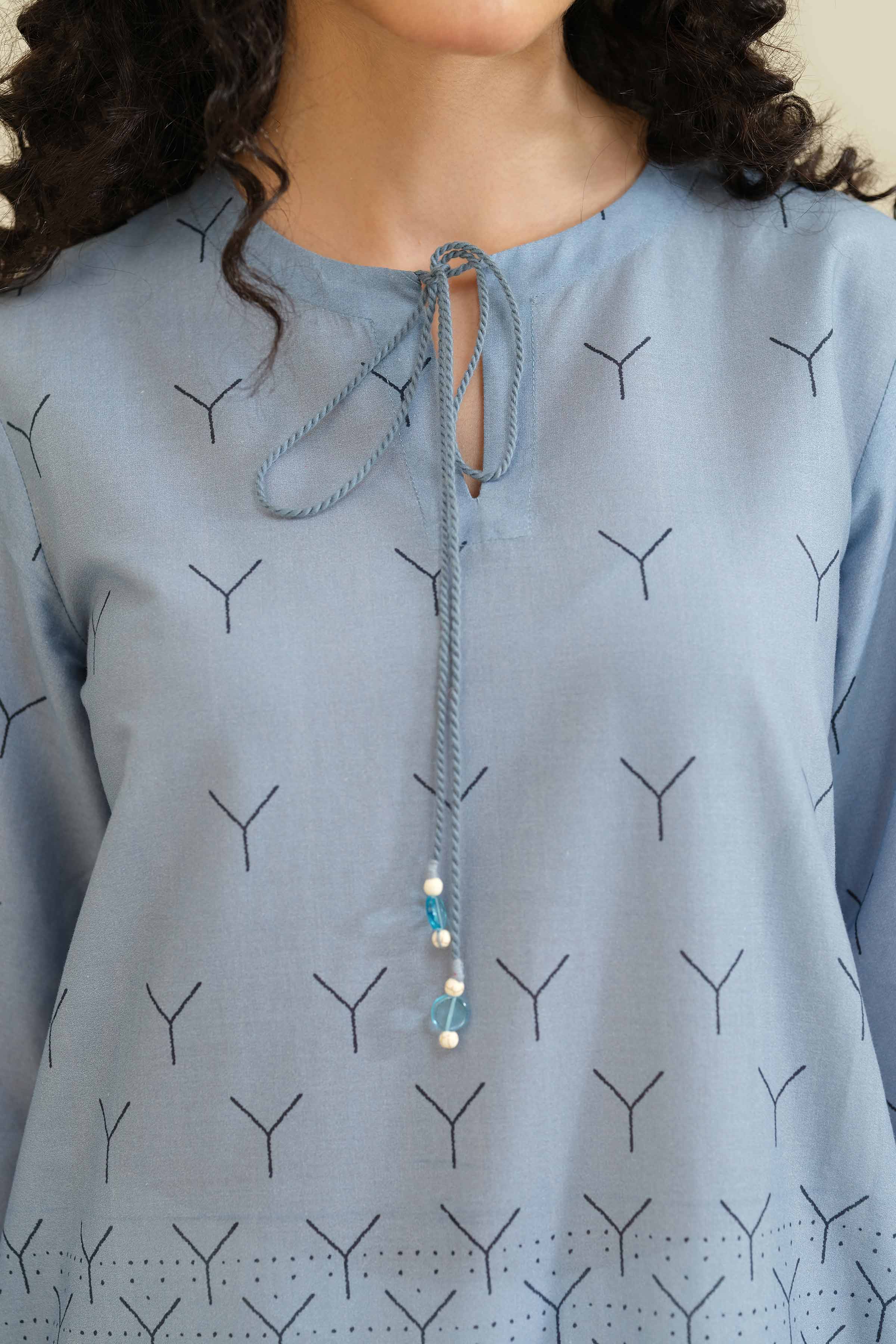 NishatUK - Sky Blue Printed Cambric 2-piece ready to wear Dress