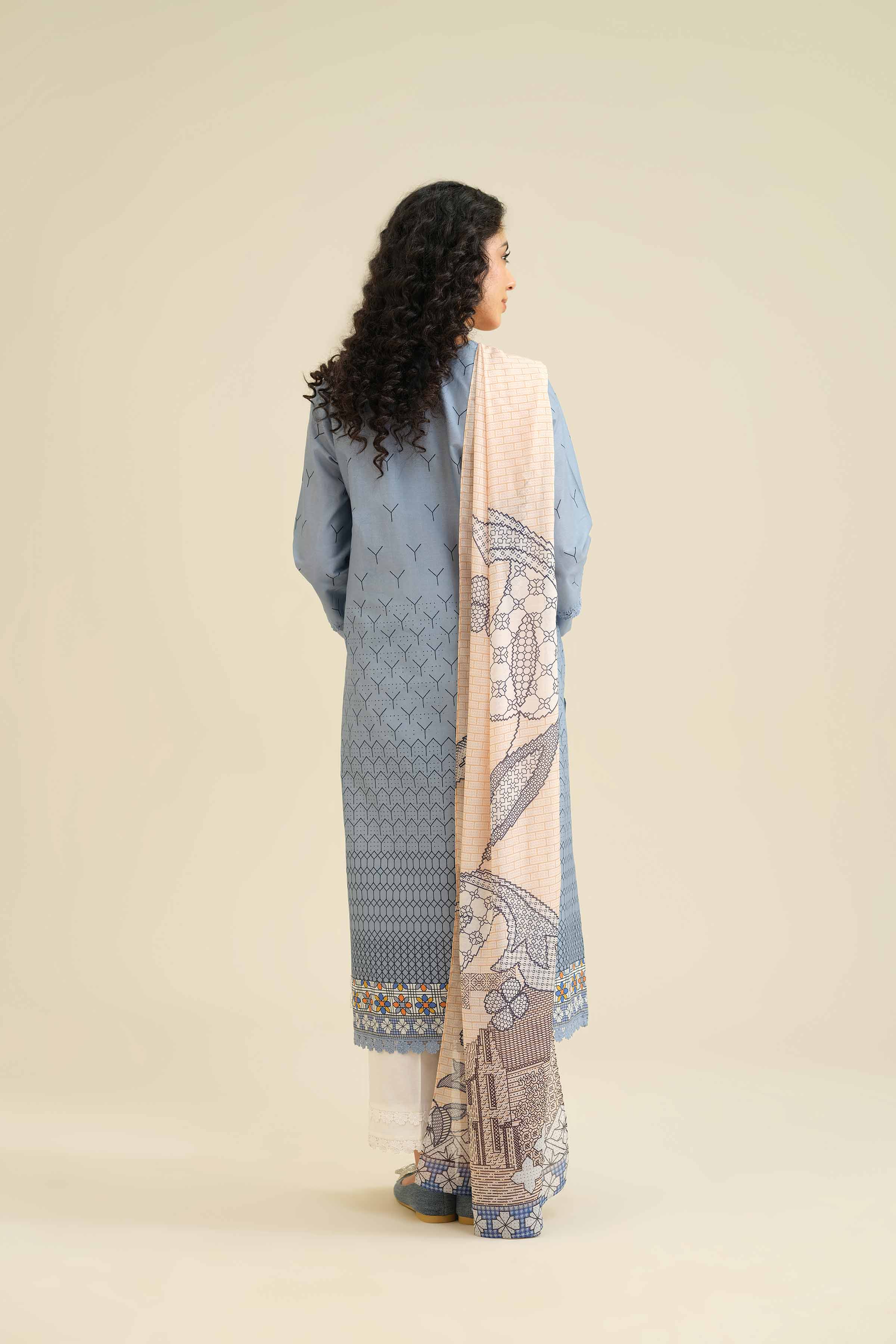 NishatUK - Sky Blue Printed Cambric 2-piece ready to wear Dress