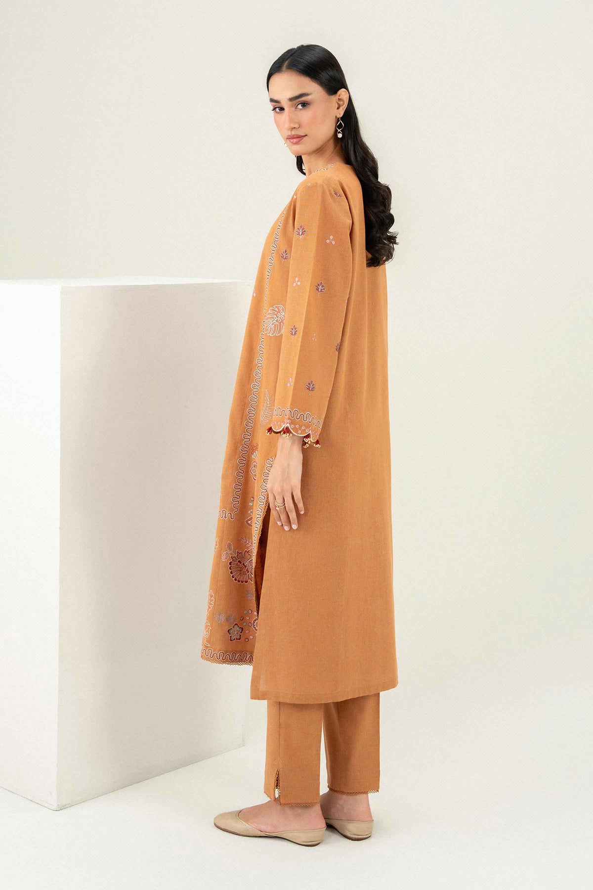 Nishat UK - Yellow Embroidered Linen 2 Pieces ready to wear Dress