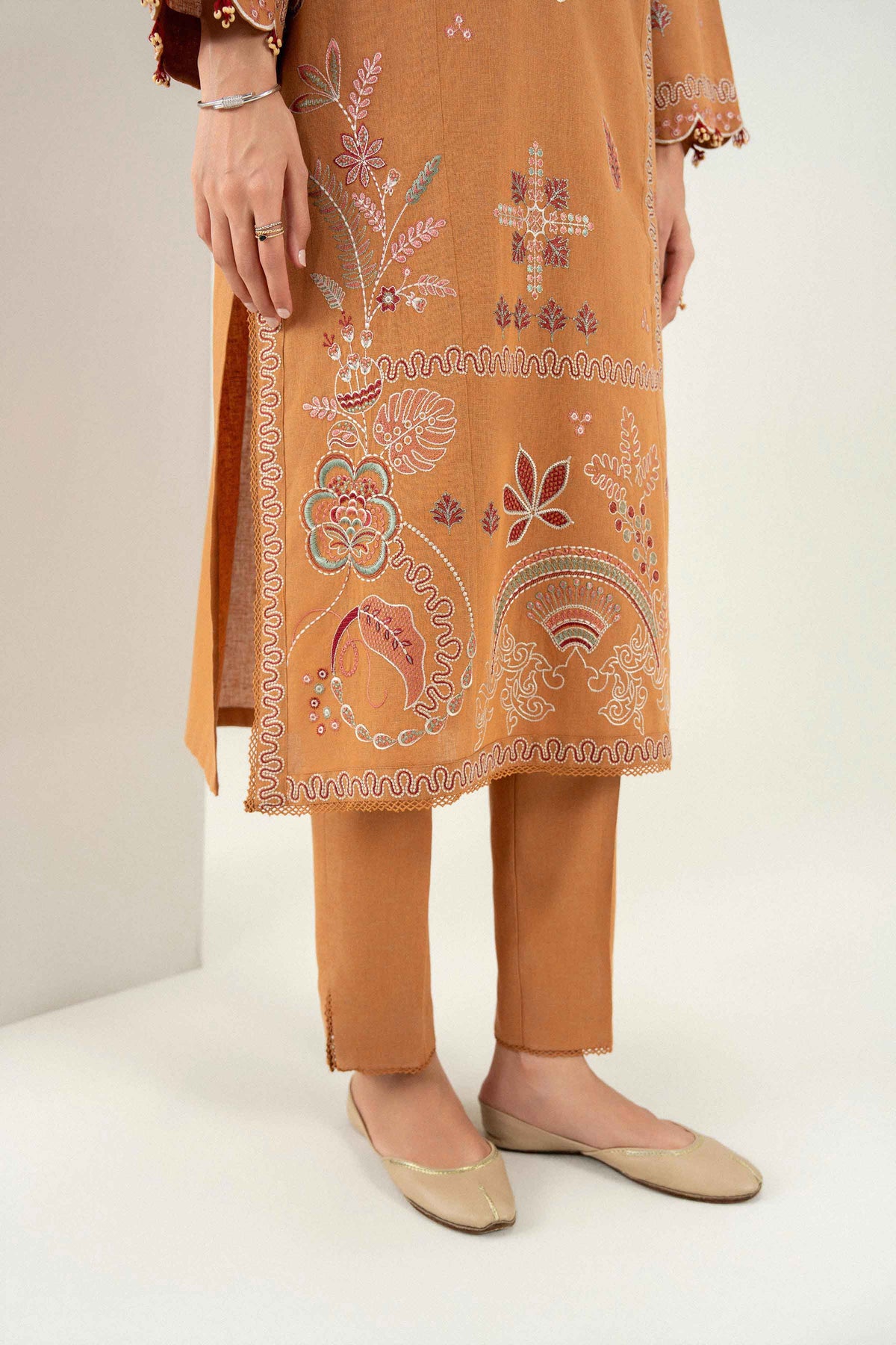 Nishat UK - Yellow Embroidered Linen 2 Pieces ready to wear Dress
