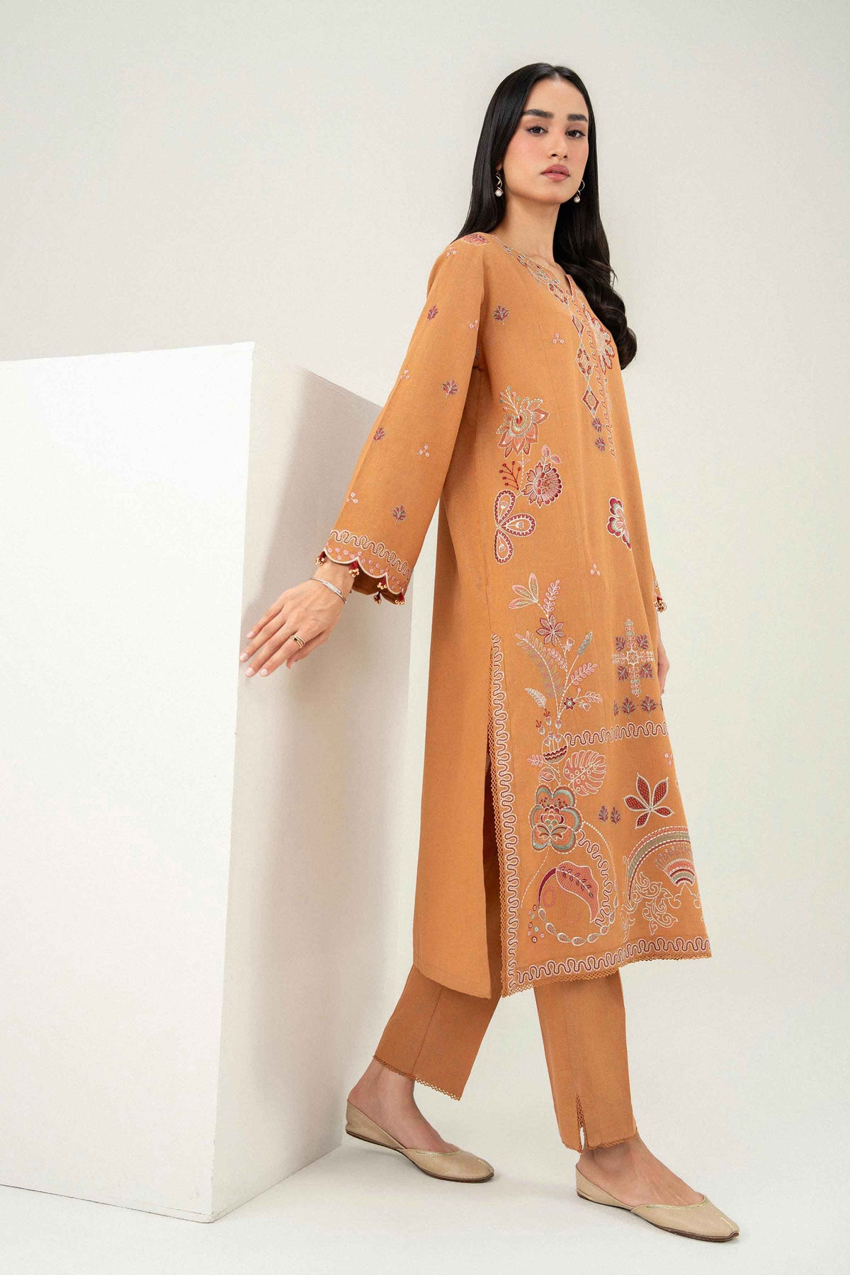 Nishat UK - Yellow Embroidered Linen 2 Pieces ready to wear Dress