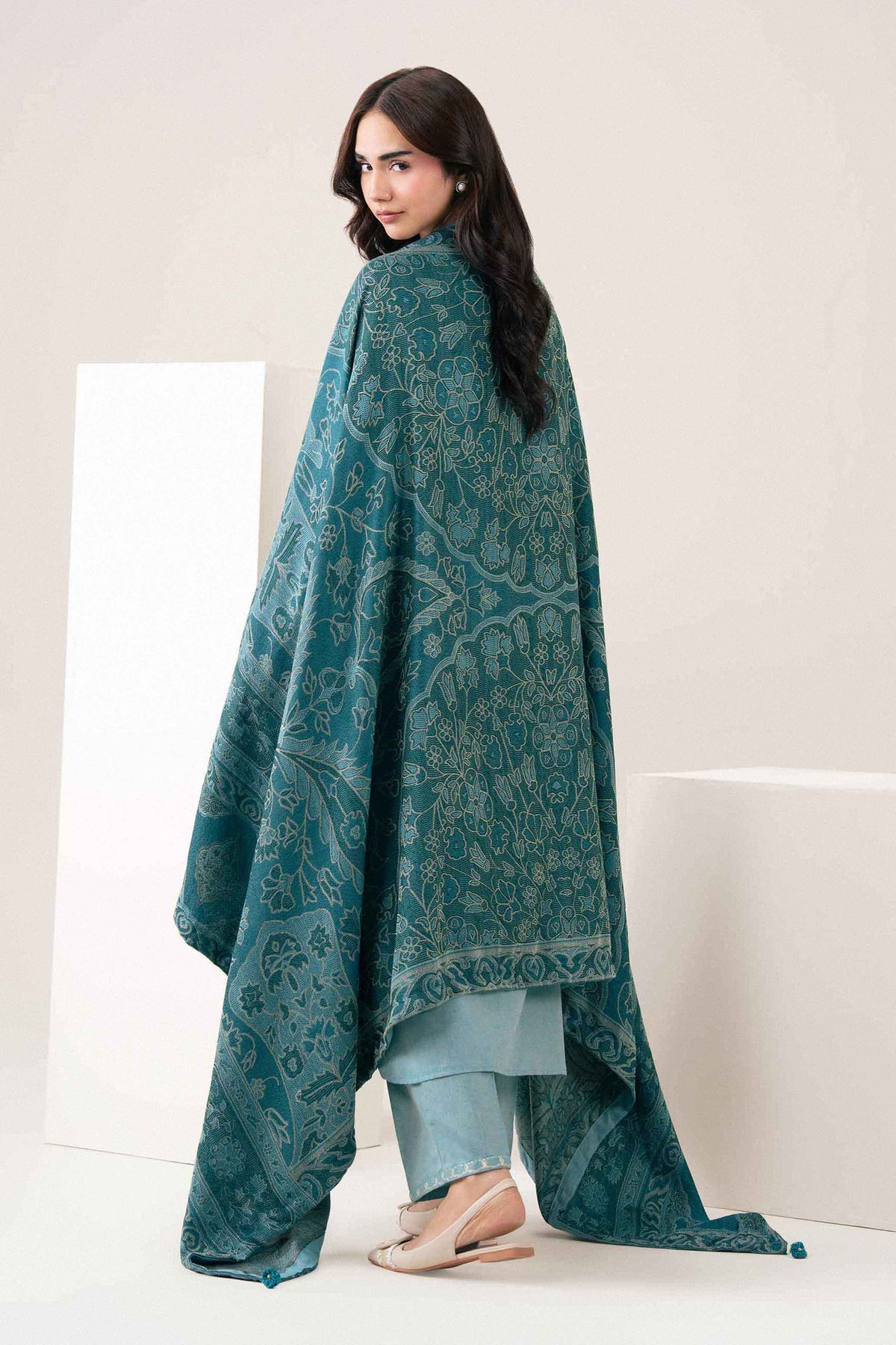 Nishat UK - Blue Embroidered Linen 3 Pieces ready to wear Suit