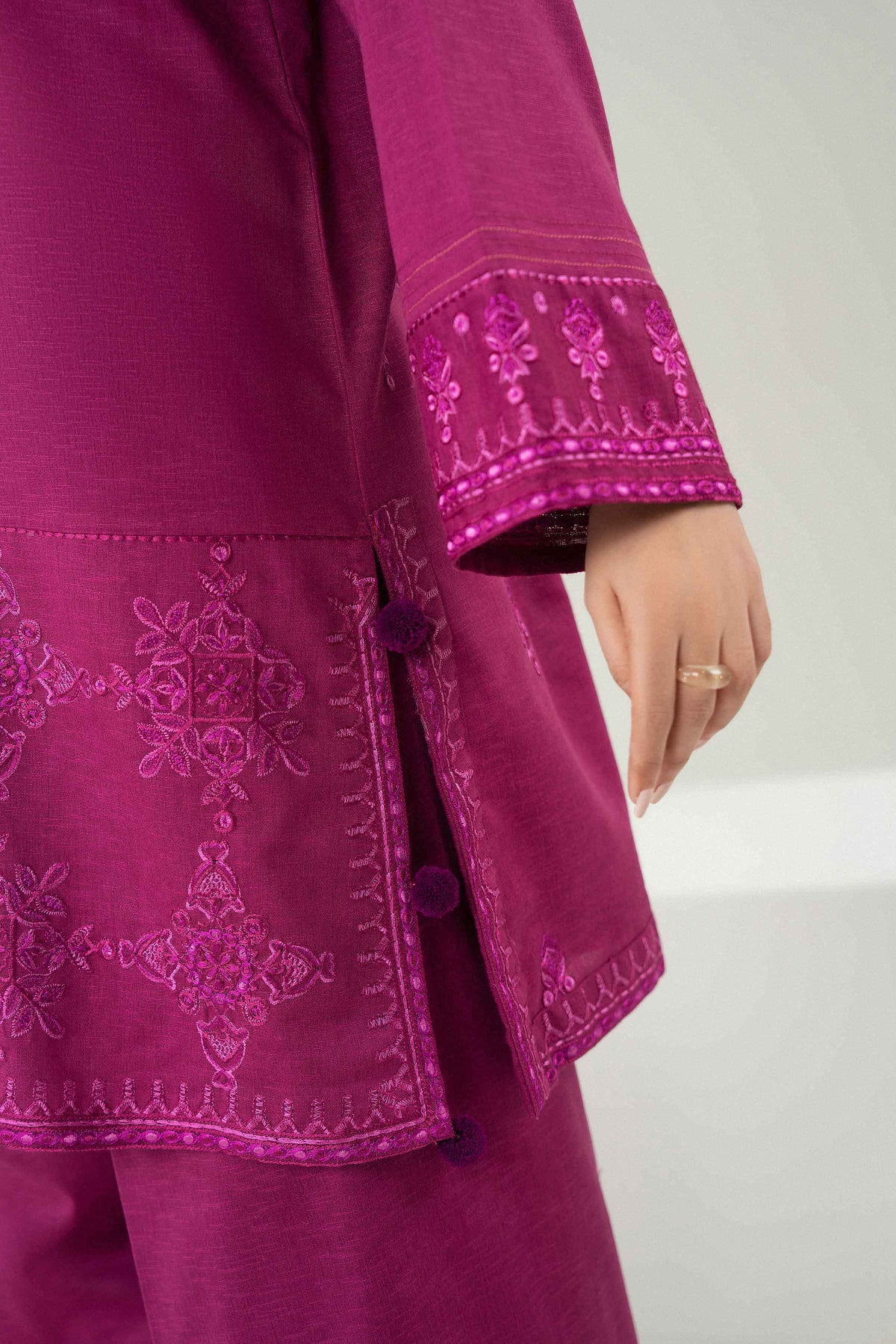 Nishat UK - Purple Embroidered Karandi 3 Pieces ready to wear Suit