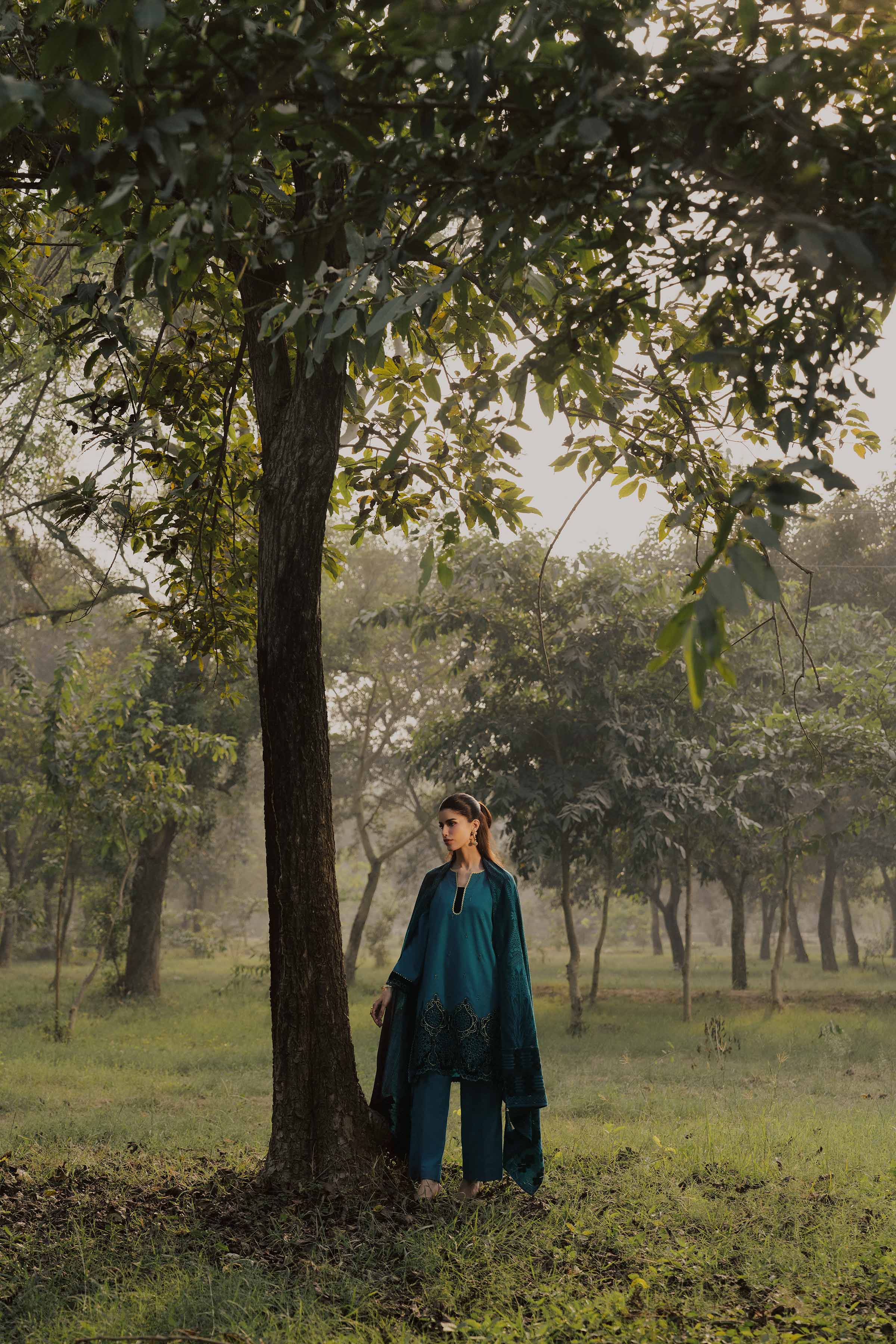 NishatUK - Blue Embroidered Karandi ready to wear Suit