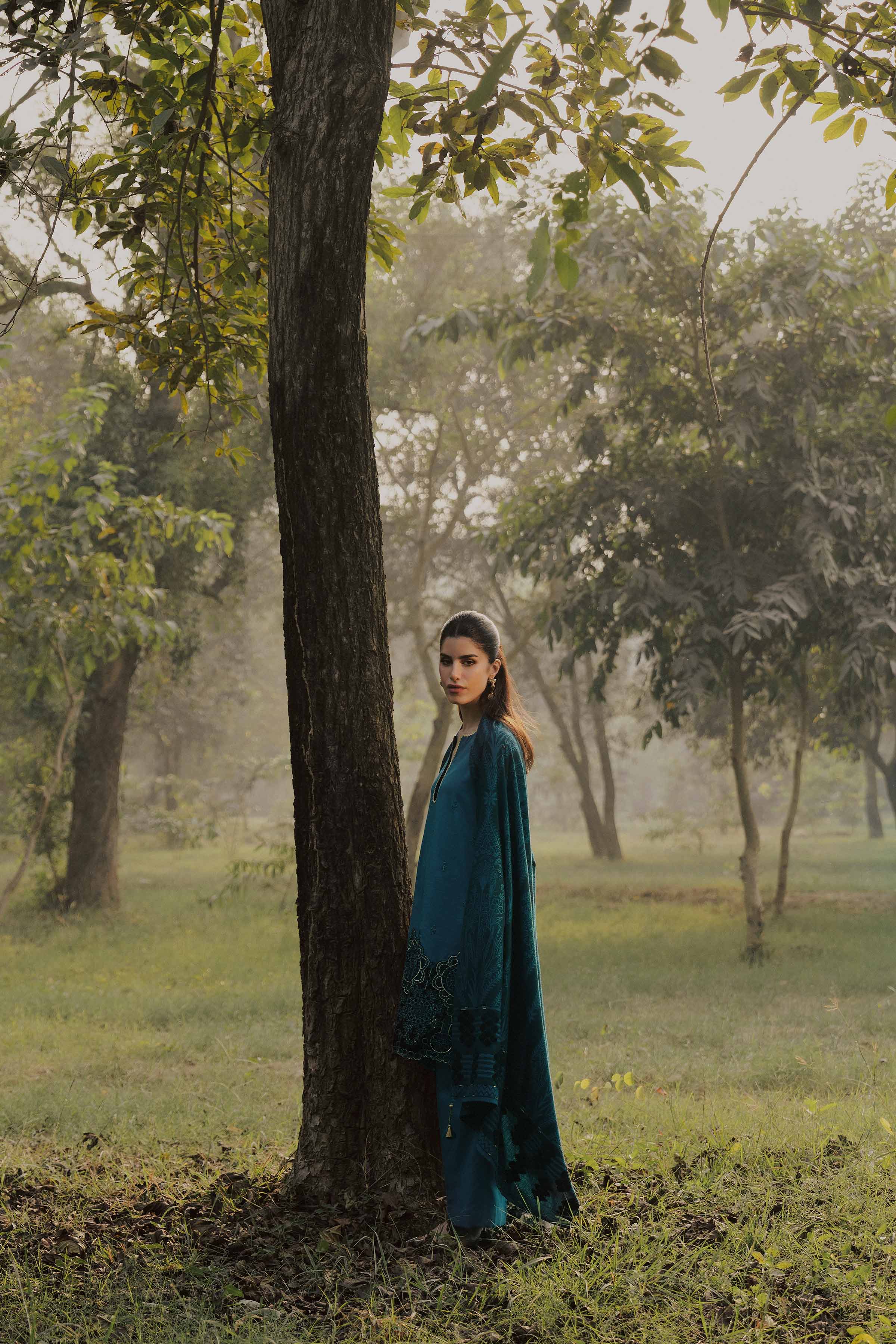 NishatUK - Blue Embroidered Karandi ready to wear Suit