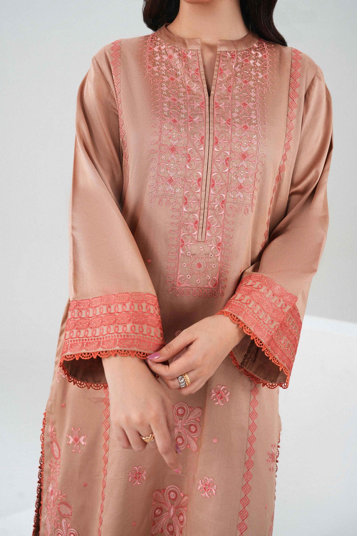 Nishat UK - Beige Embroidered Viscose 3 Pieces ready to wear