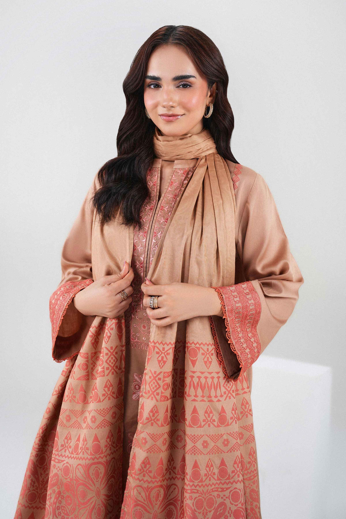 Nishat UK - Beige Embroidered Viscose 3 Pieces ready to wear
