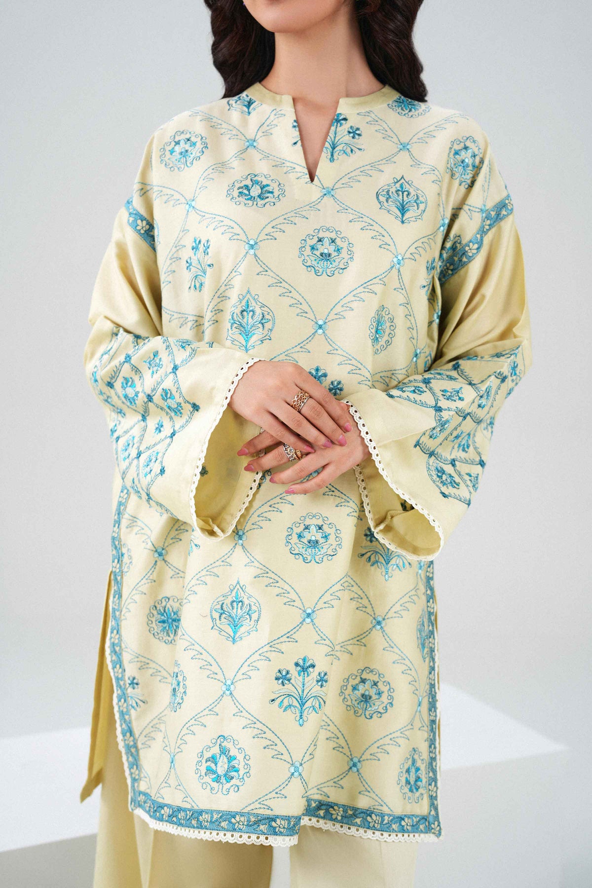 Nishat UK - White Embroidered Viscose 3 Pieces ready to wear Suit