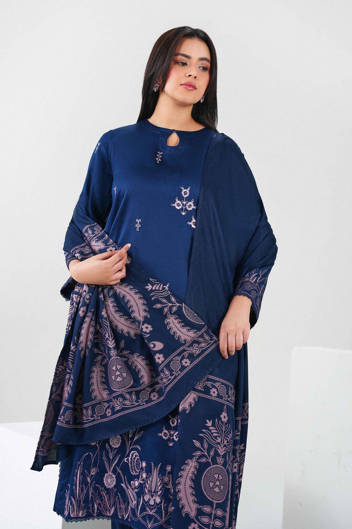 Nishat UK - Blue Embroidered Viscose 3 Pieces ready to wear Suit