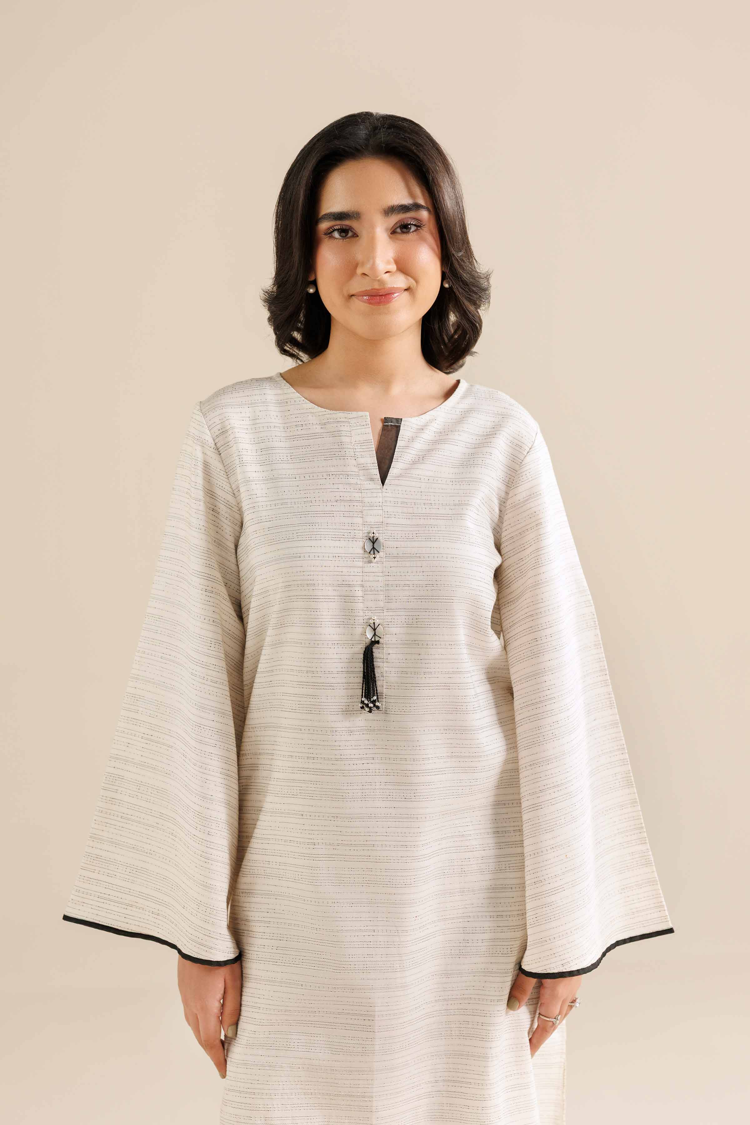 NishatUK - White Solids Yarn Dyed 2-piece ready to wear Dress