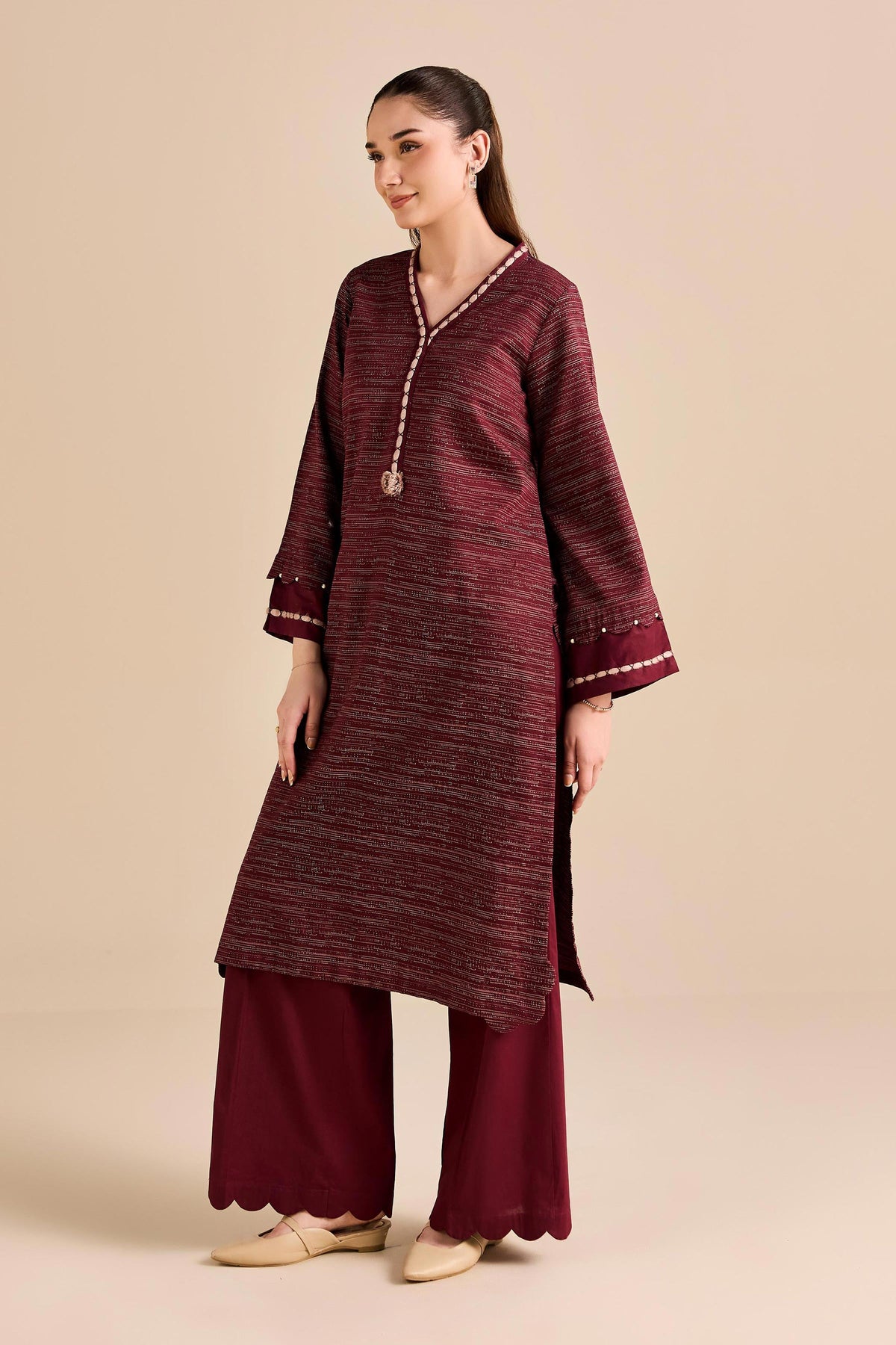 Nishat UK - Red Embroidered Yarn Dyed 2 Pieces ready to wear