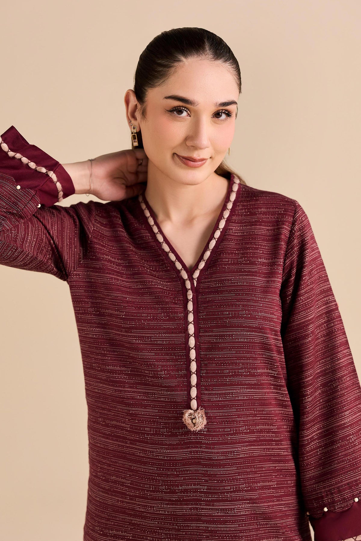 Nishat UK - Red Embroidered Yarn Dyed 2 Pieces ready to wear