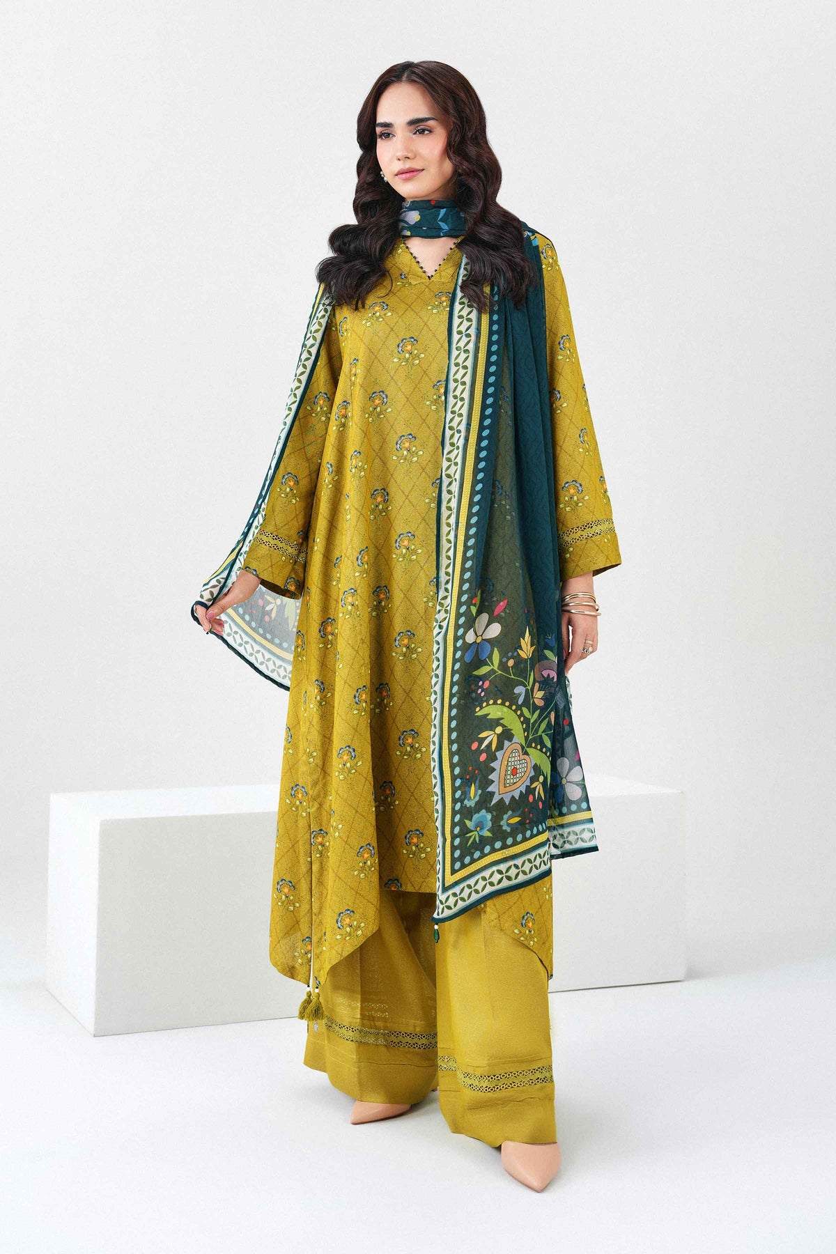 Nishat UK - Yellow Printed Karandi 3 Pieces ready to wear