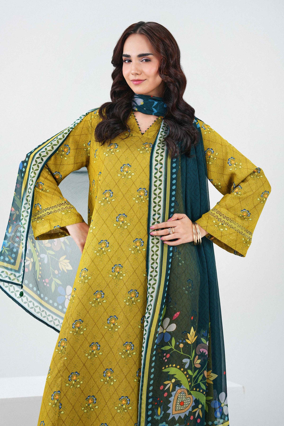 Nishat UK - Yellow Printed Karandi 3 Pieces ready to wear