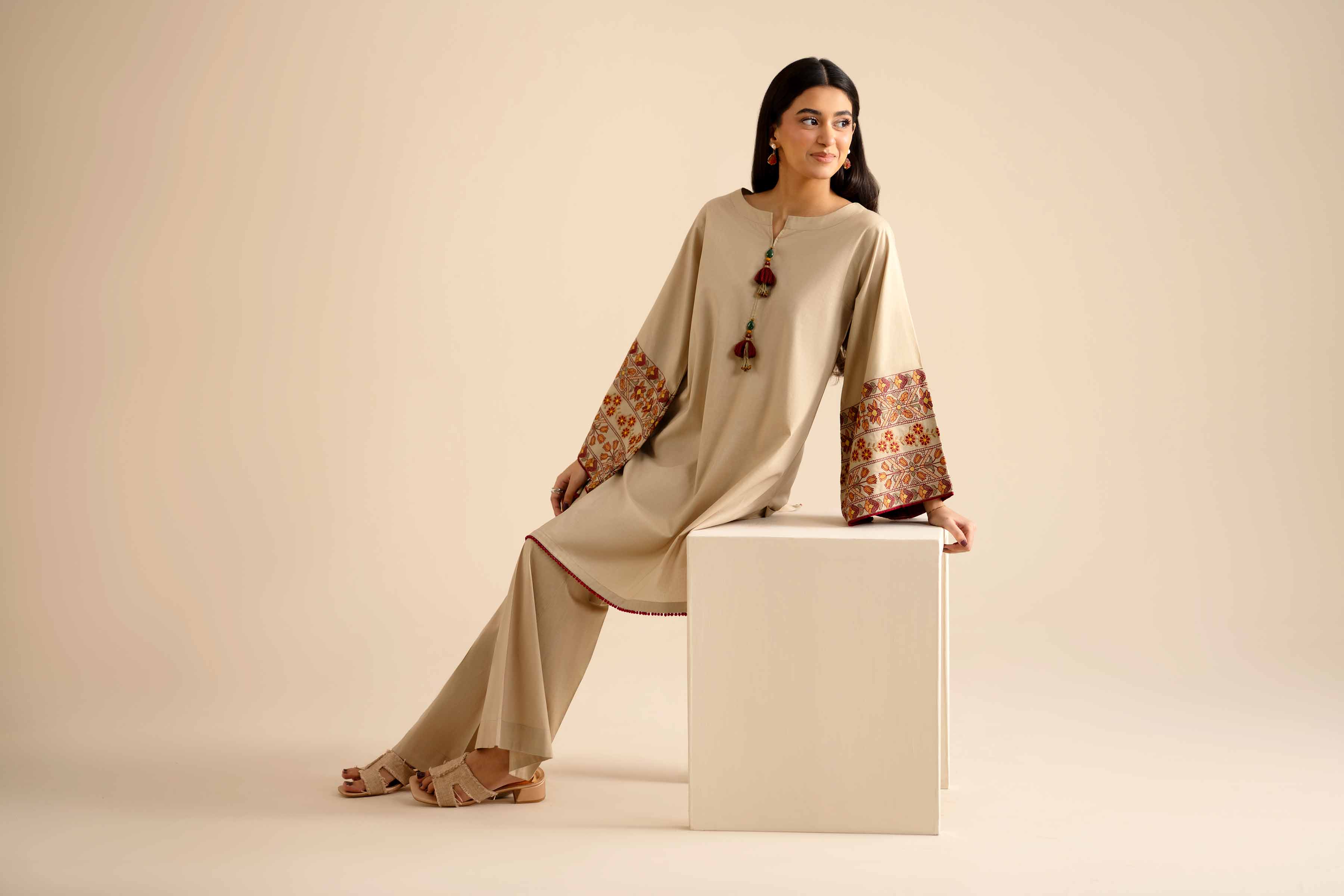 NishatUK - Skin Embroidered Cambric 2-piece ready to wear Dress