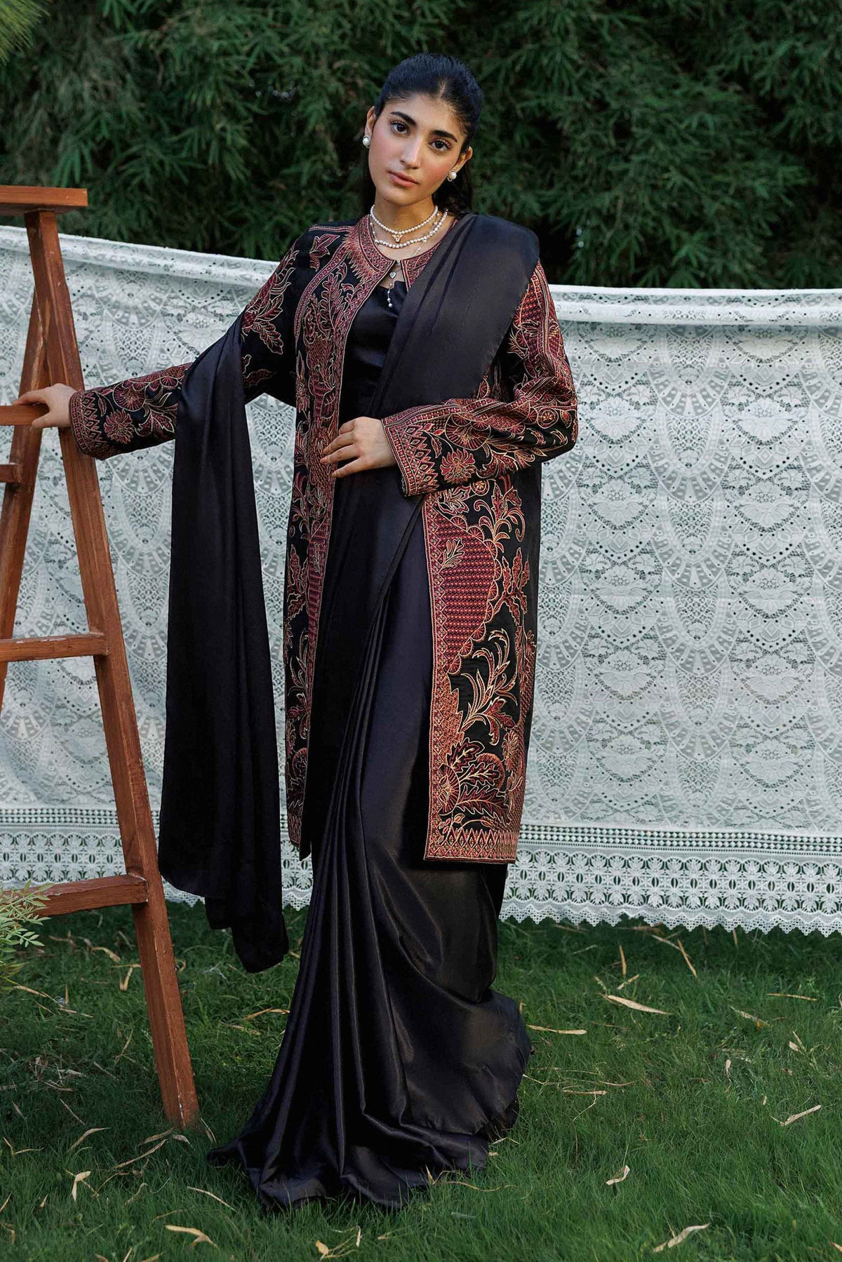 Nishat UK - Black Embroidered Karandi 1 Piece ready to wear jacket