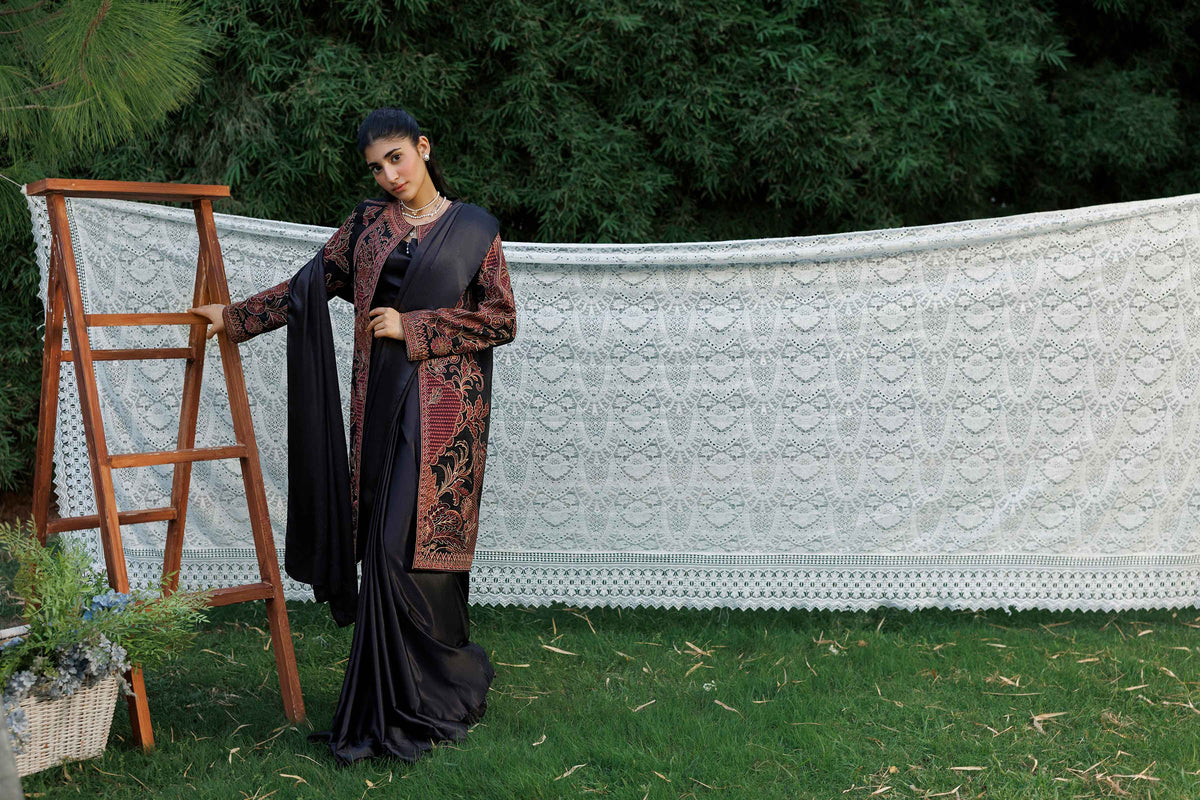Nishat UK - Black Embroidered Karandi 1 Piece ready to wear jacket