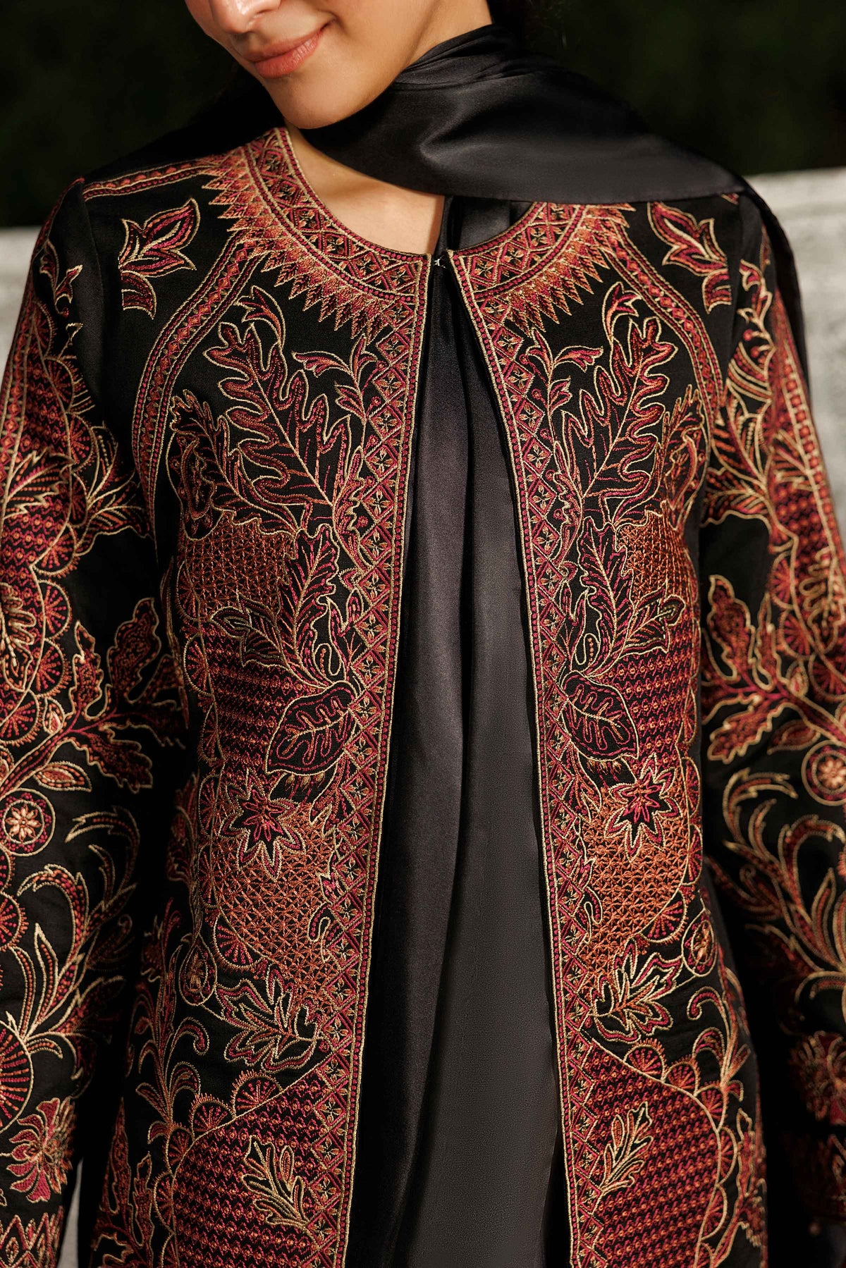 Nishat UK - Black Embroidered Karandi 1 Piece ready to wear jacket