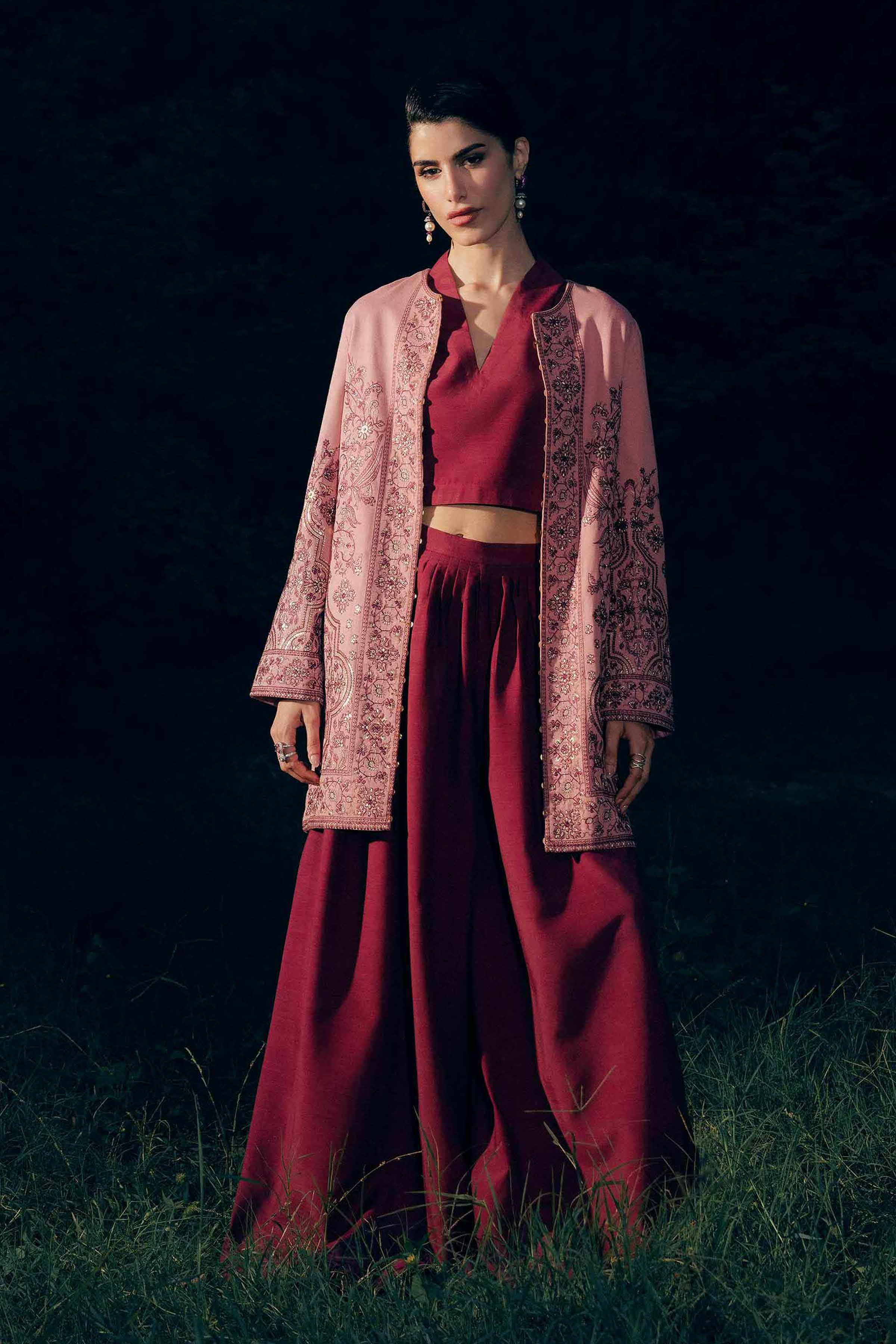 NishatUK - Pink Embroidered Karandi 1-piece ready to wear jacket