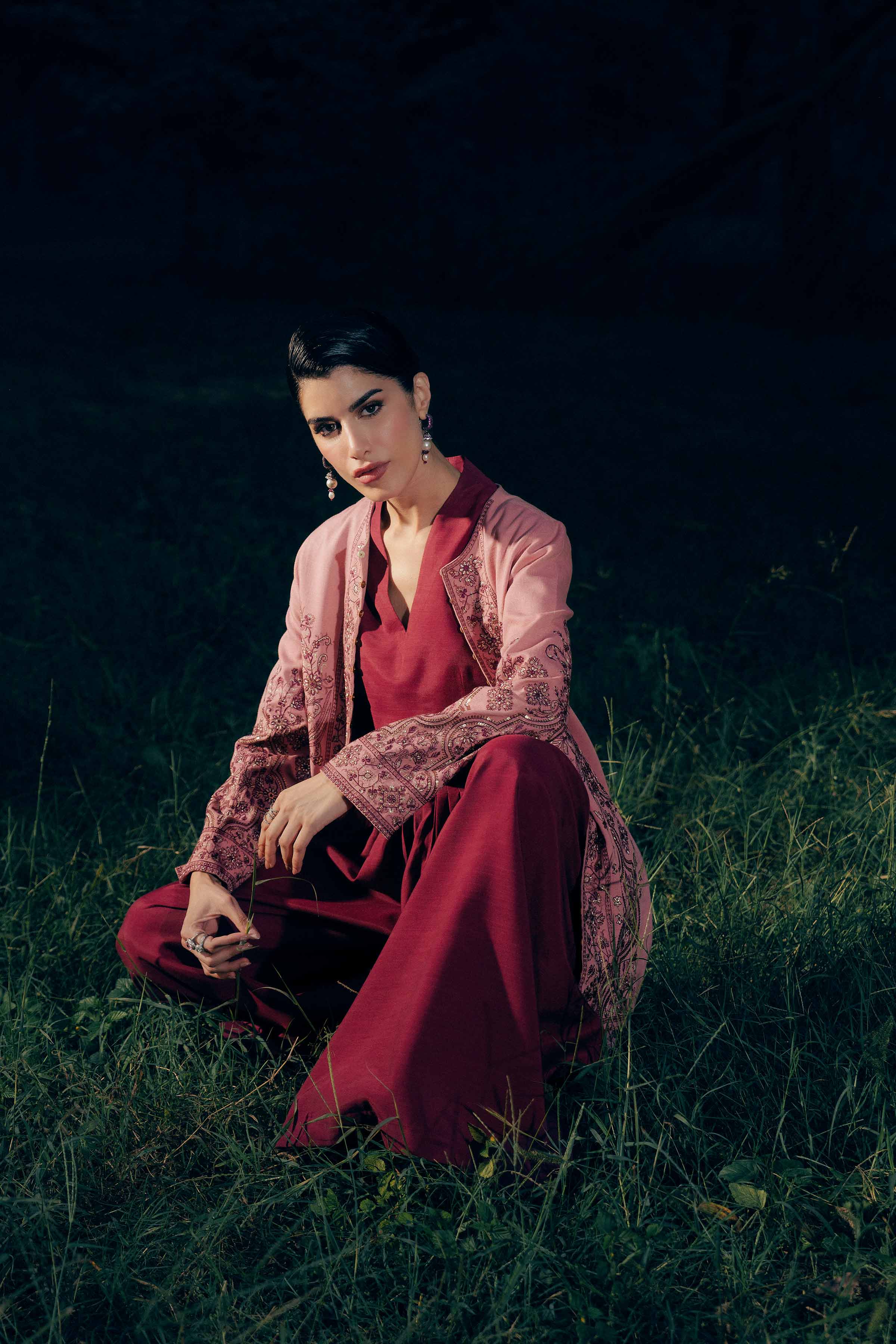 NishatUK - Pink Embroidered Karandi 1-piece ready to wear jacket