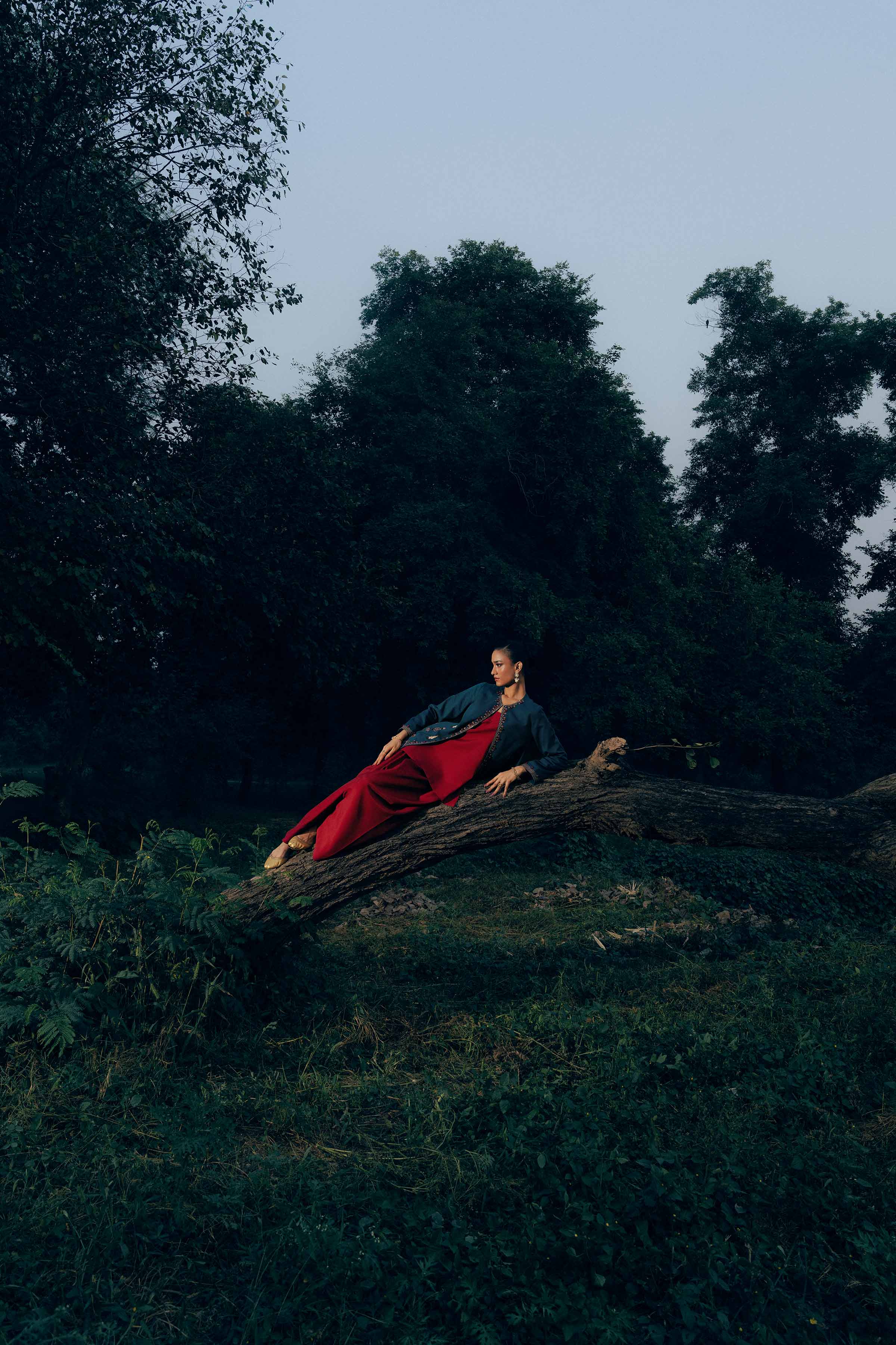 NishatUK - Blue Embroidered Karandi 1-piece ready to wear jacket