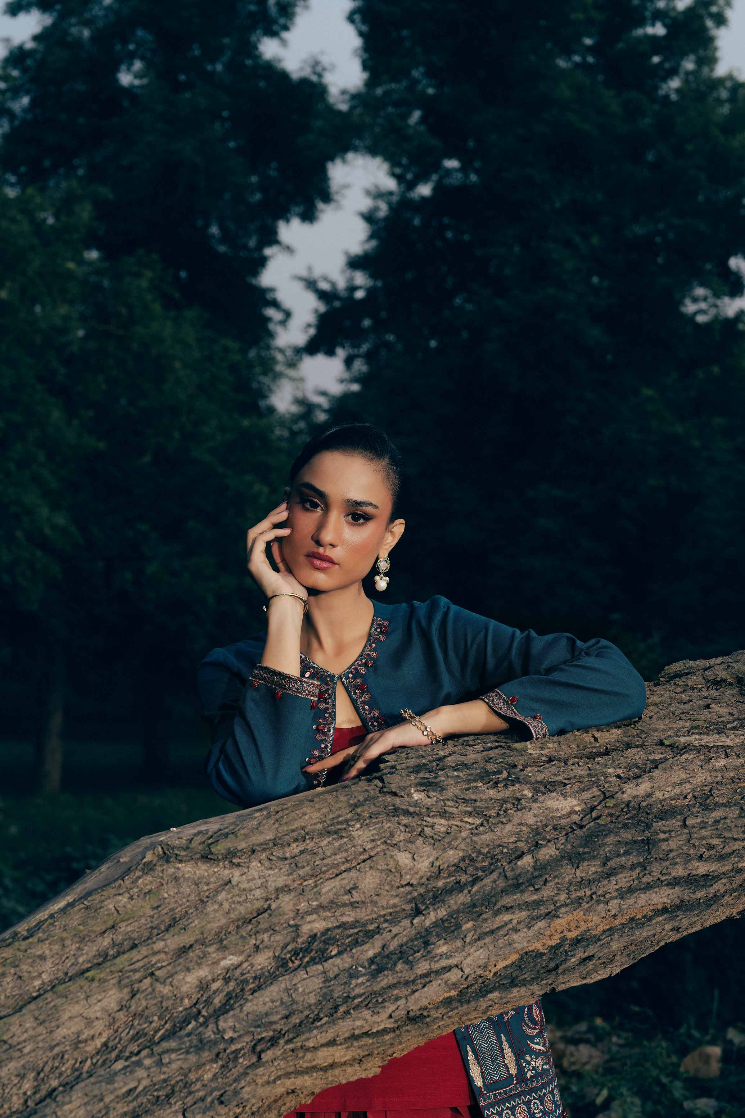 NishatUK - Blue Embroidered Karandi 1-piece ready to wear jacket