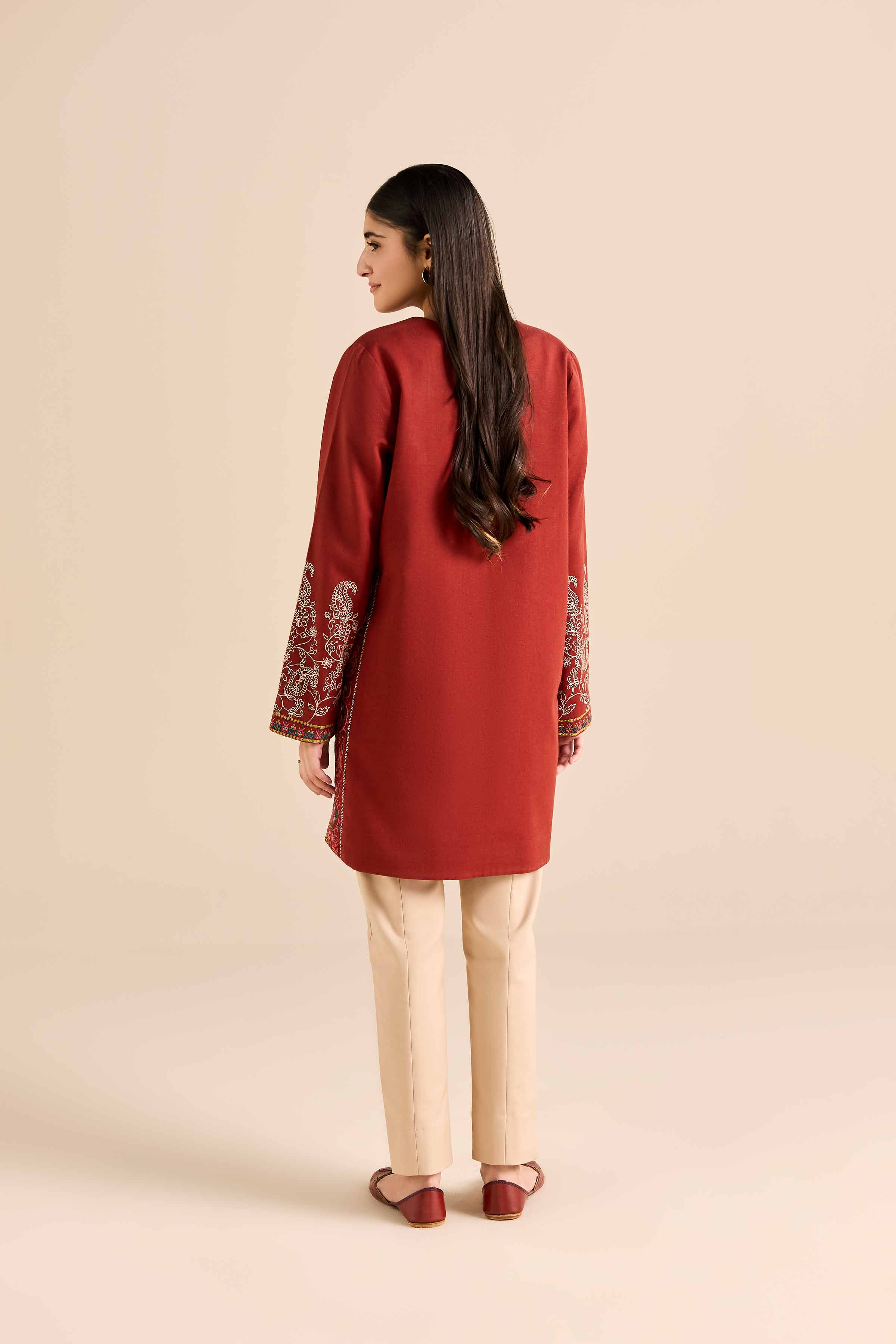 NishatUK - Rust Embroidered Karandi 1-piece ready to wear Jacket