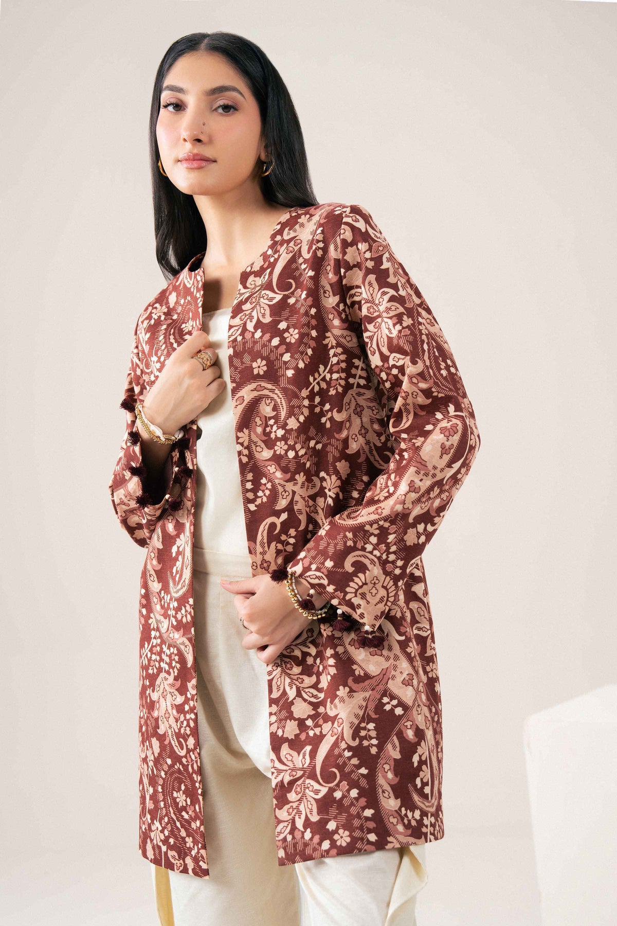 Nishat UK - Brown Printed Karandi 1 Piece ready to wear jacket