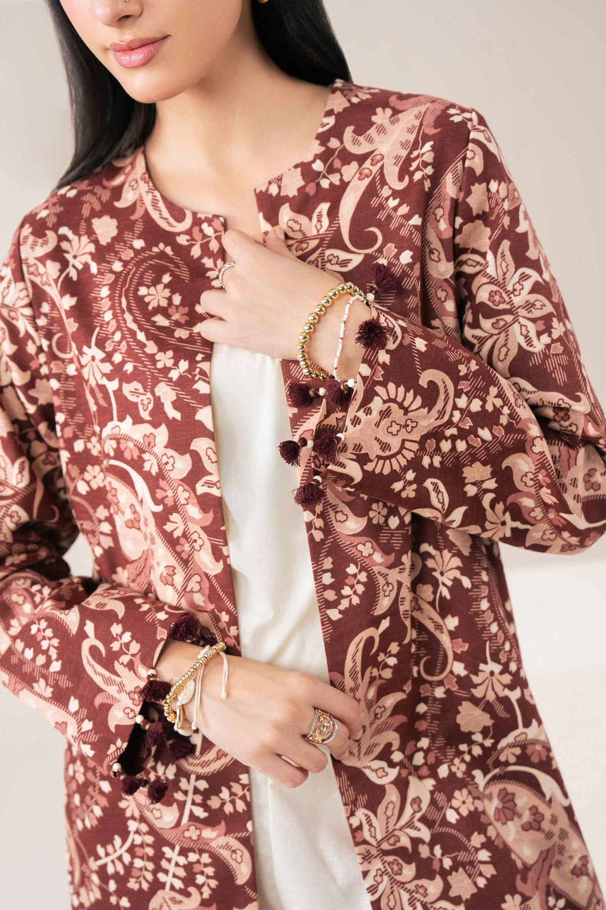 Nishat UK - Brown Printed Karandi 1 Piece ready to wear jacket