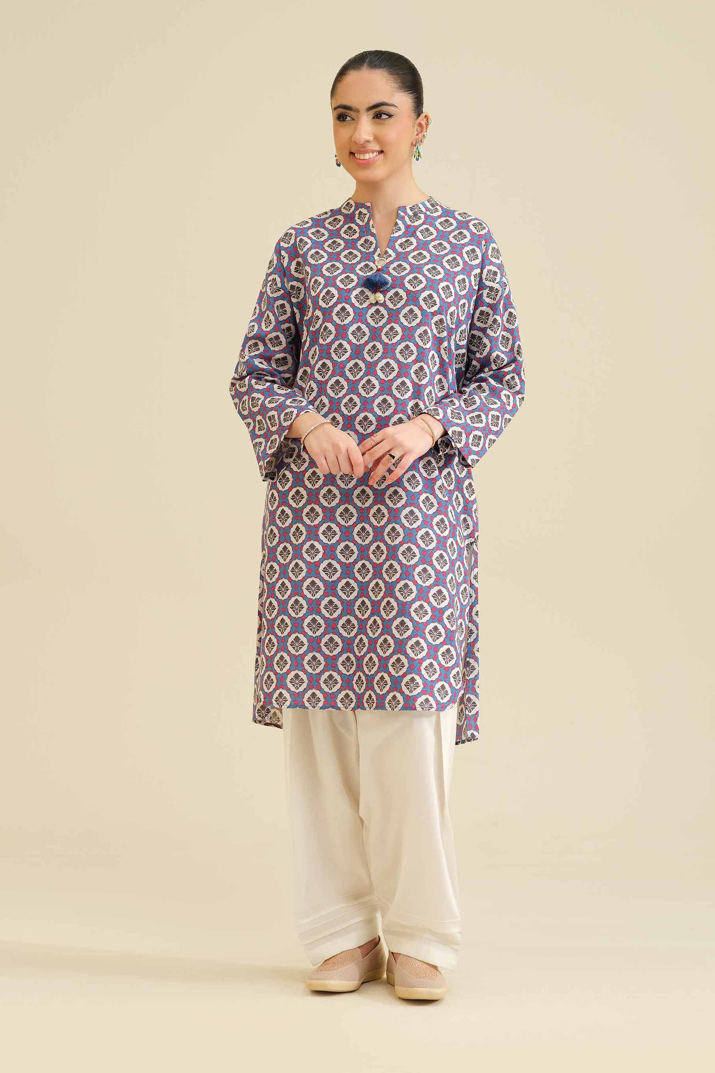 NishatUK - Blue Printed Karandi 1-piece ready to wear Shirt