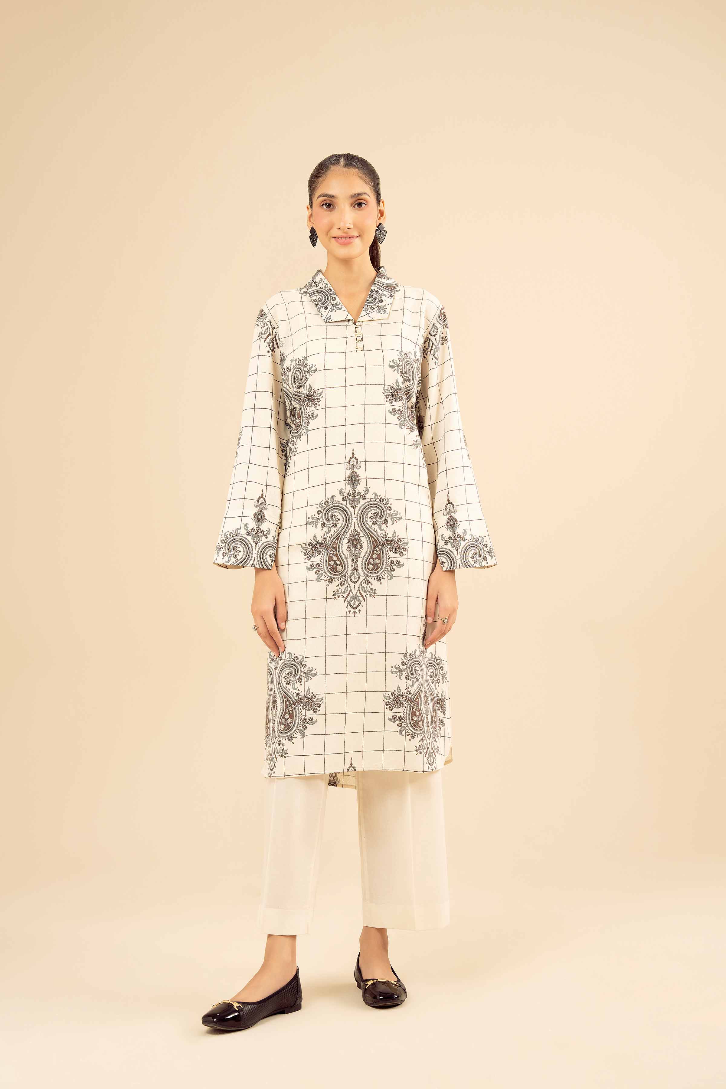 NishatUK - Off White Solids Karandi 1-piece ready to wear Shirt