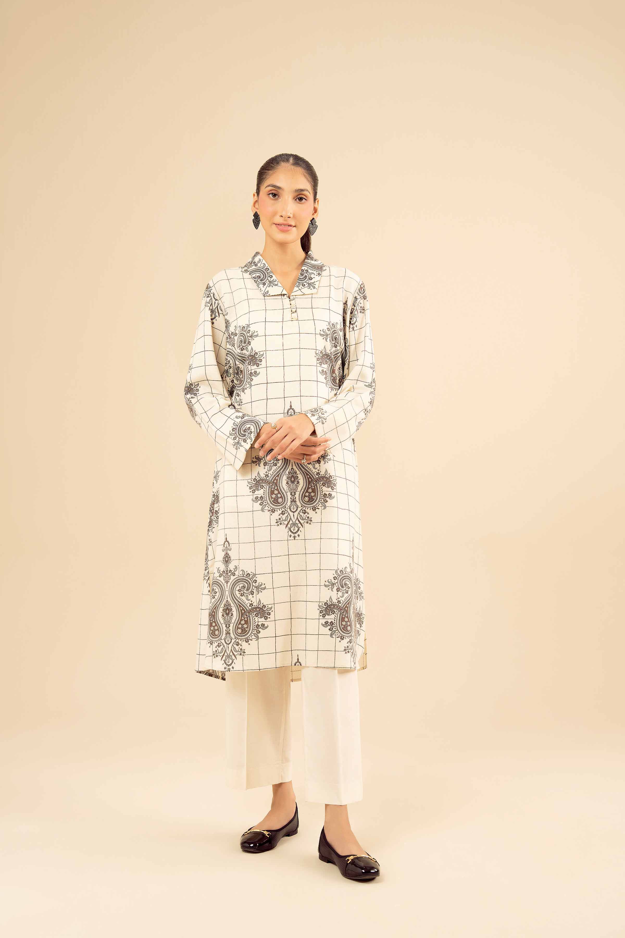 NishatUK - Off White Solids Karandi 1-piece ready to wear Shirt