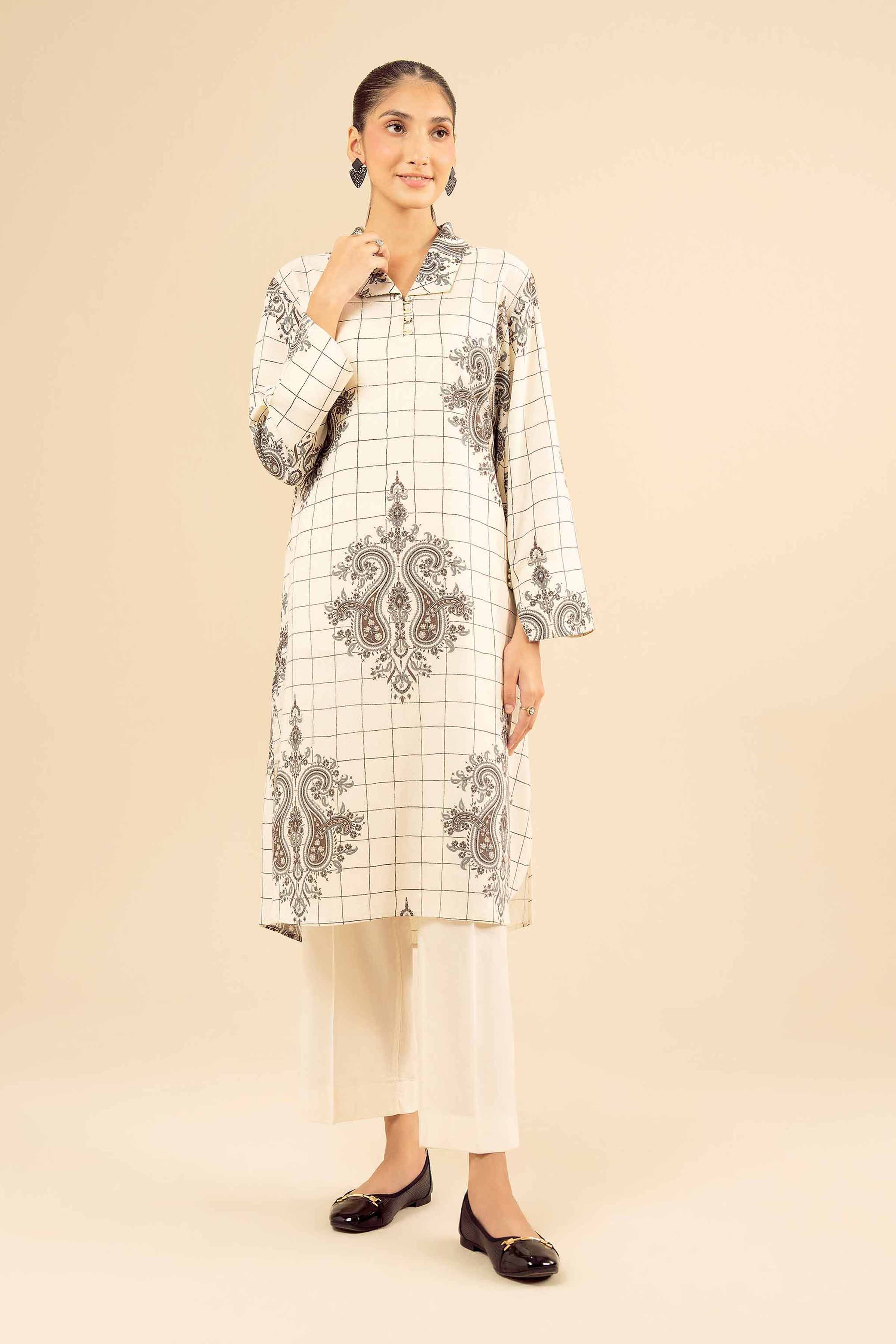 NishatUK - Off White Solids Karandi 1-piece ready to wear Shirt