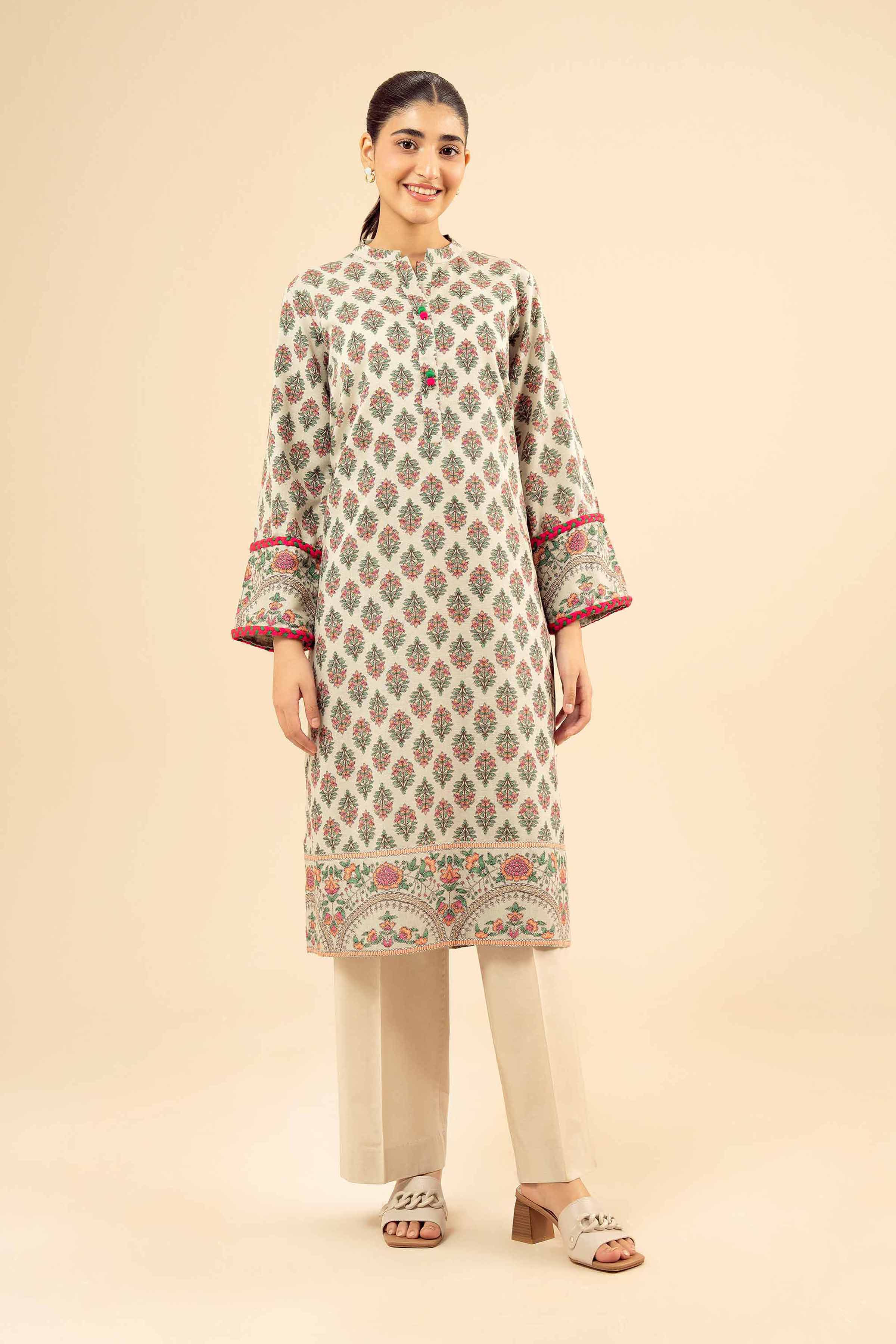 NishatUK - Mint Printed Karandi 1-piece ready to wear Shirt