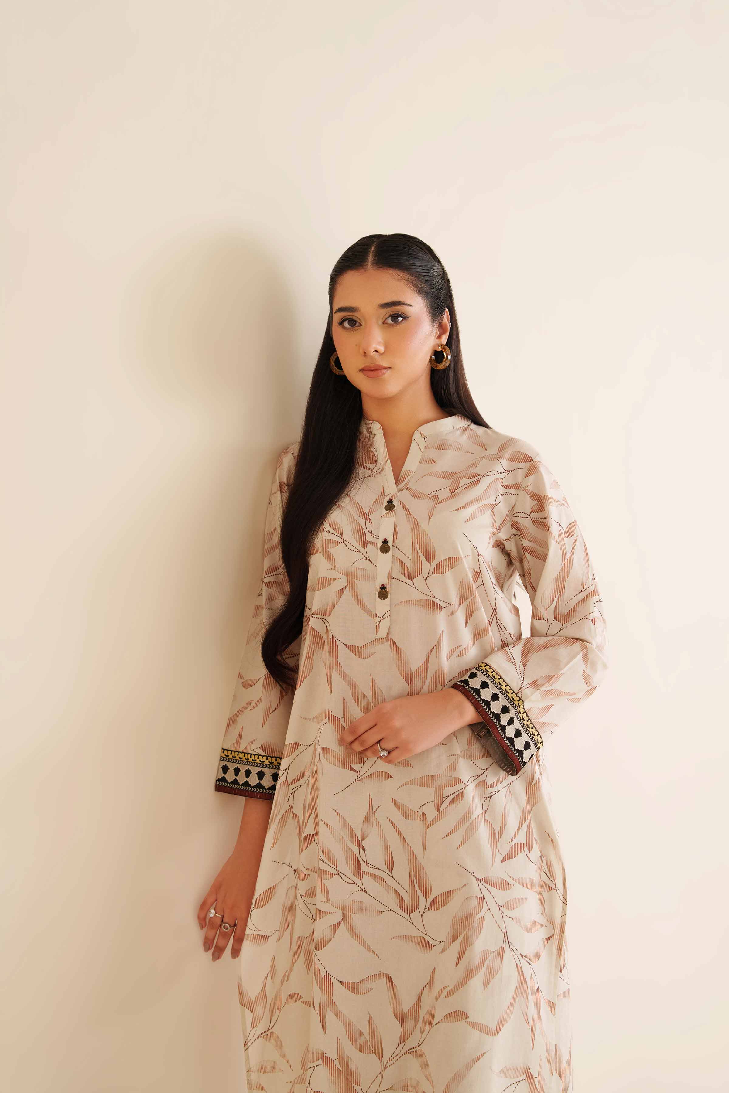 NishatUK - Off White Embroidered Cambric 2-piece ready to wear Dress