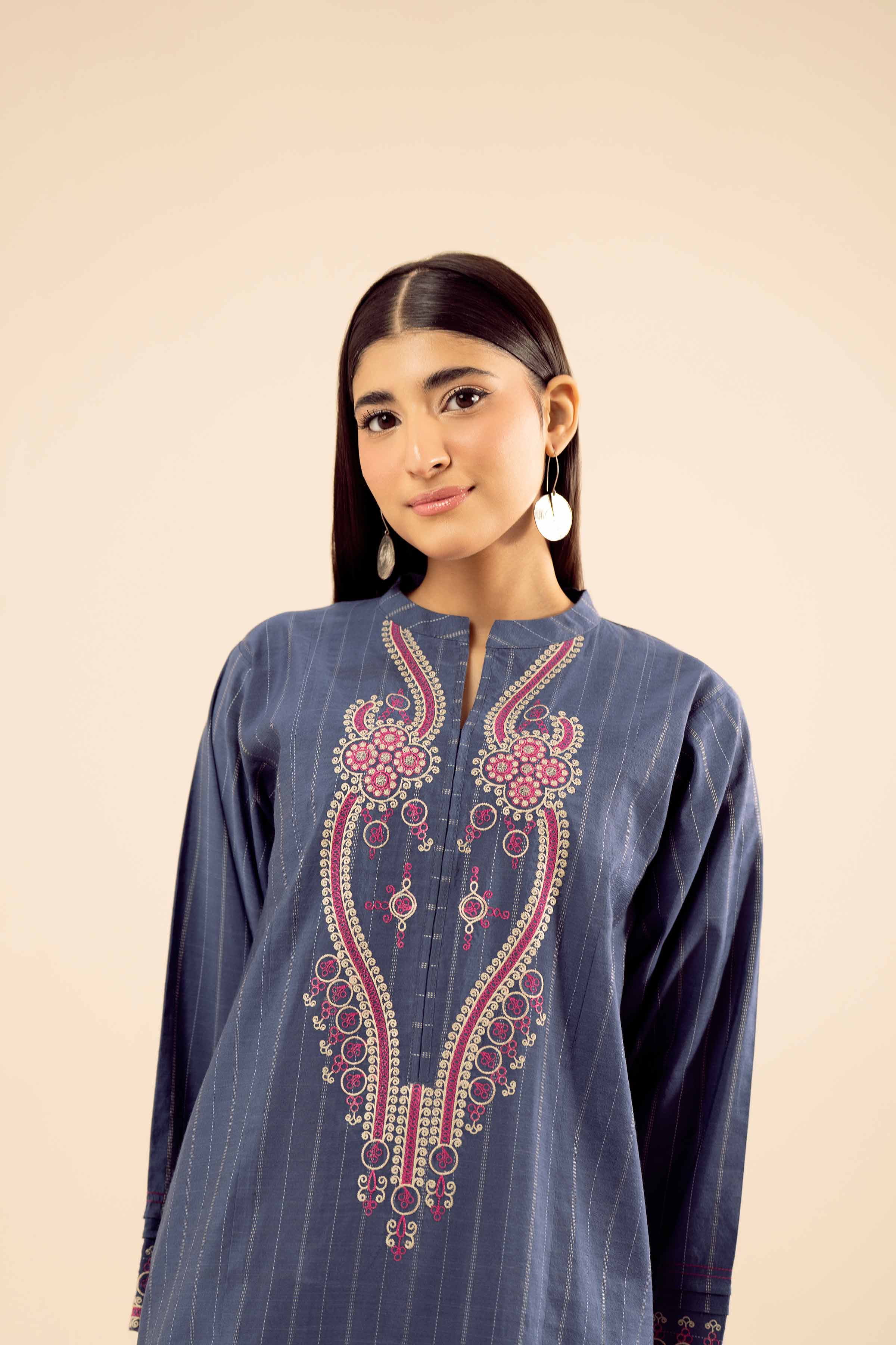 NishatUK - Blue Embroidered Silk 1-piece ready to wear Shirt