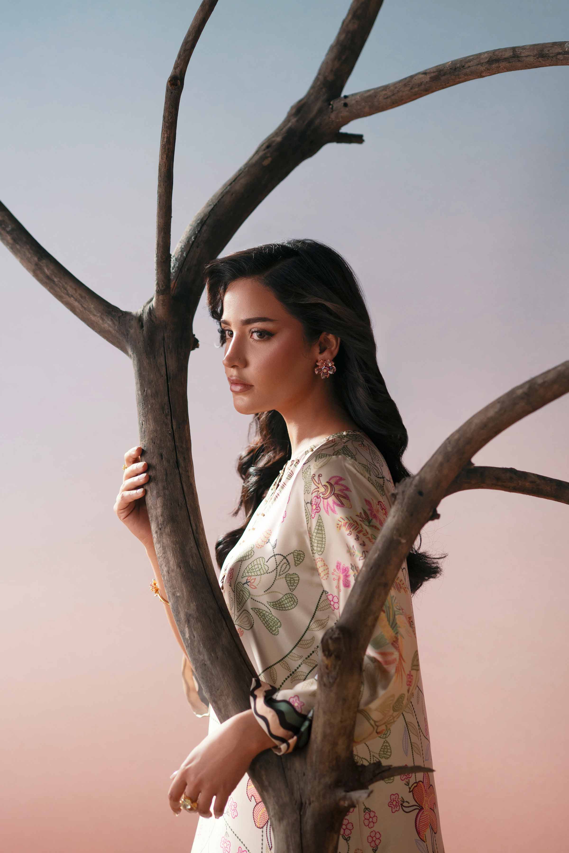 NishatUK - Yellow Printed Silk 1-piece ready to wear shirt